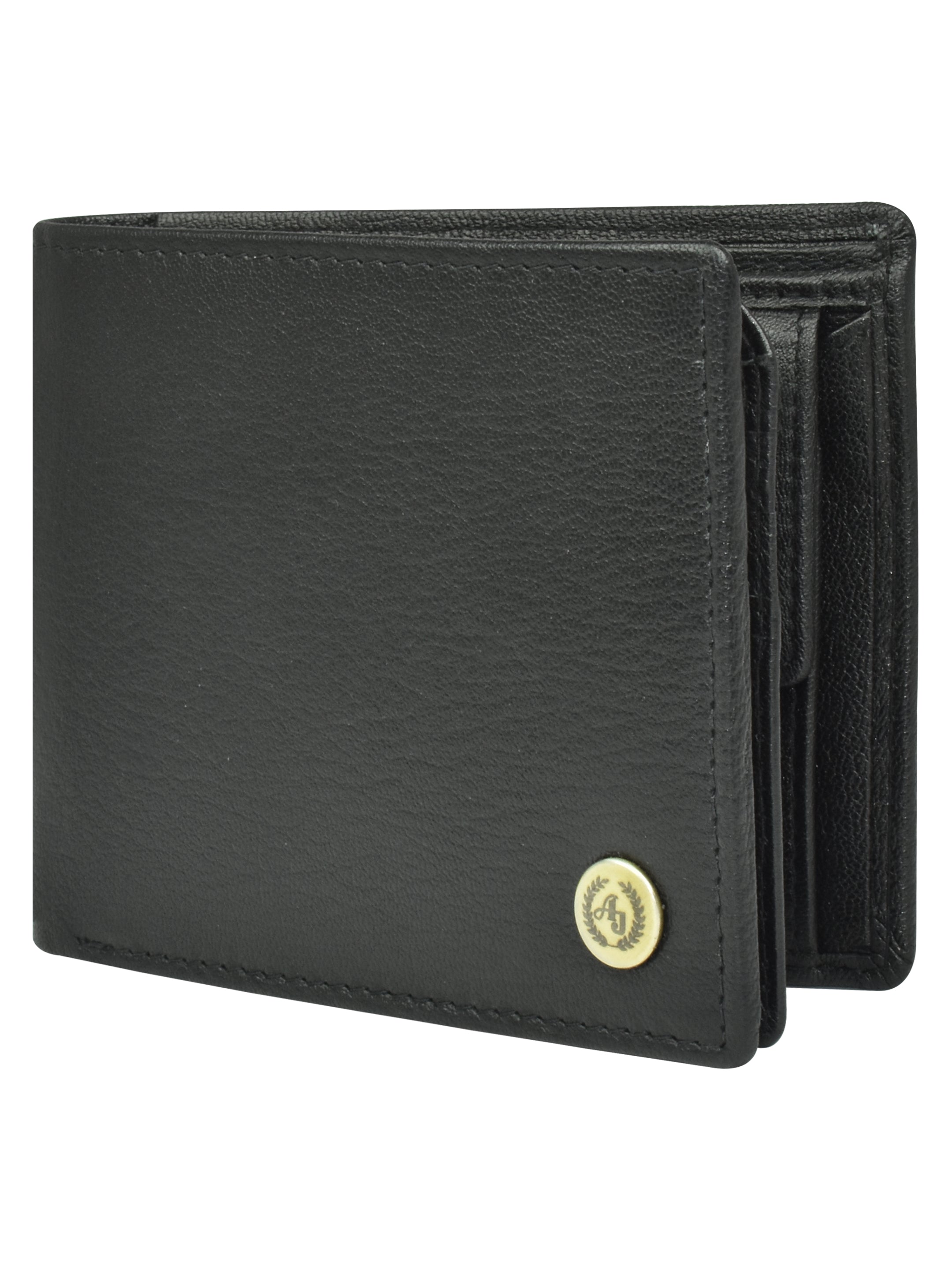 Ajanta Black Leather Wallet for Men Slim Bi-Fold with 7 Card Slots
