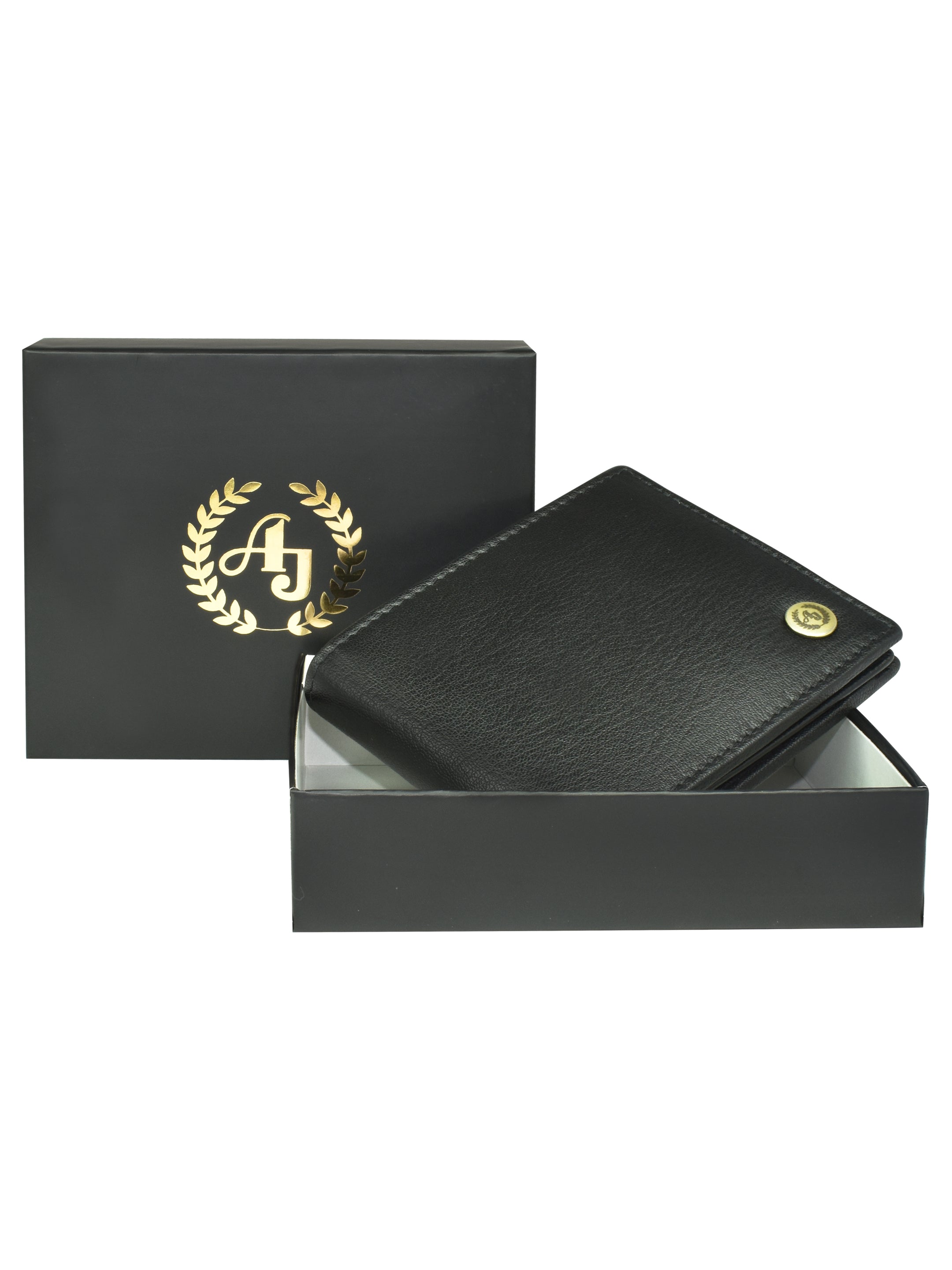 Ajanta Black Leather Wallet for Men Slim Bi-Fold with 7 Card Slots