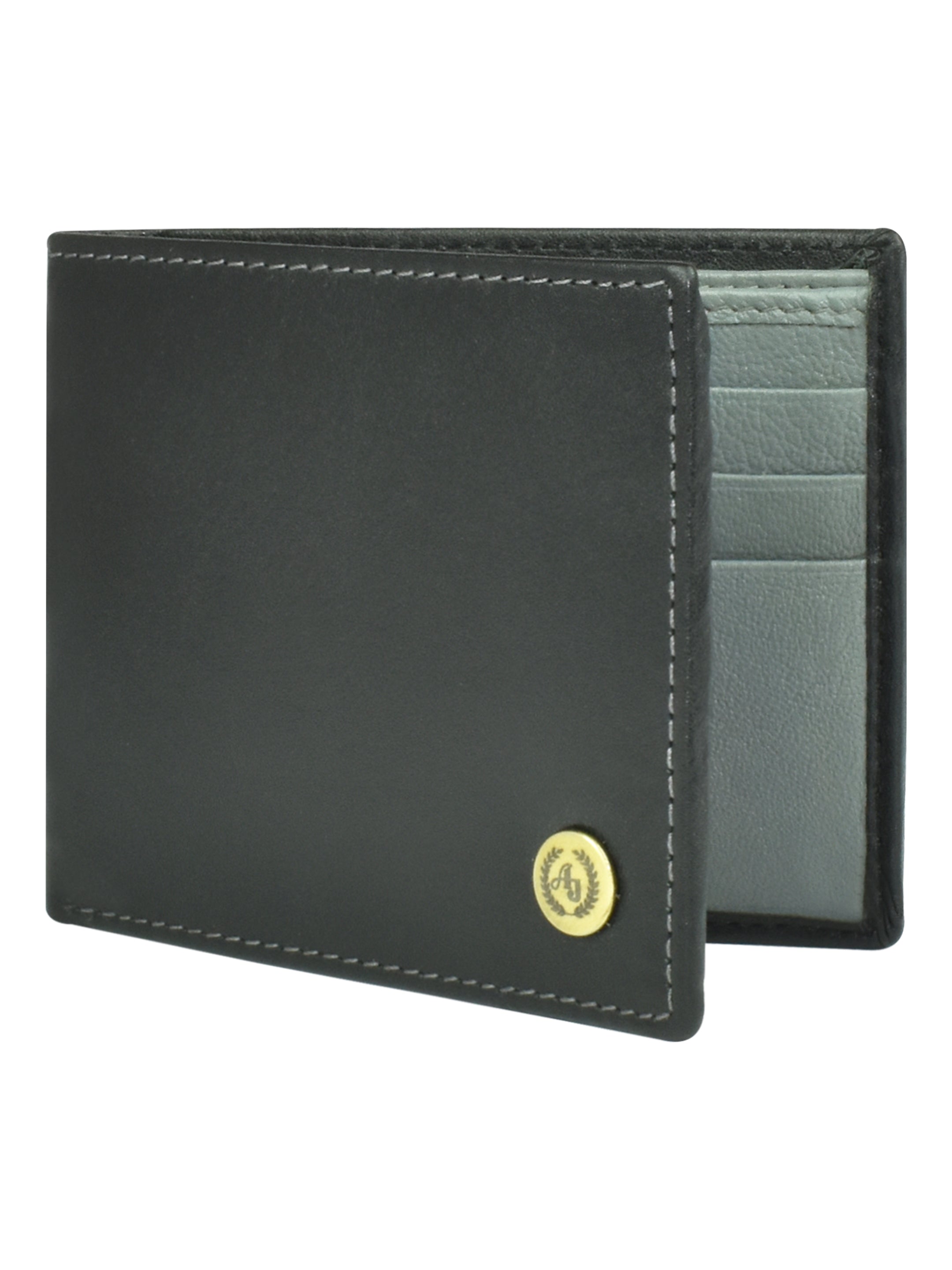 Ajanta Black Leather Wallet for Men Slim Bi-Fold with 3 Card Slots