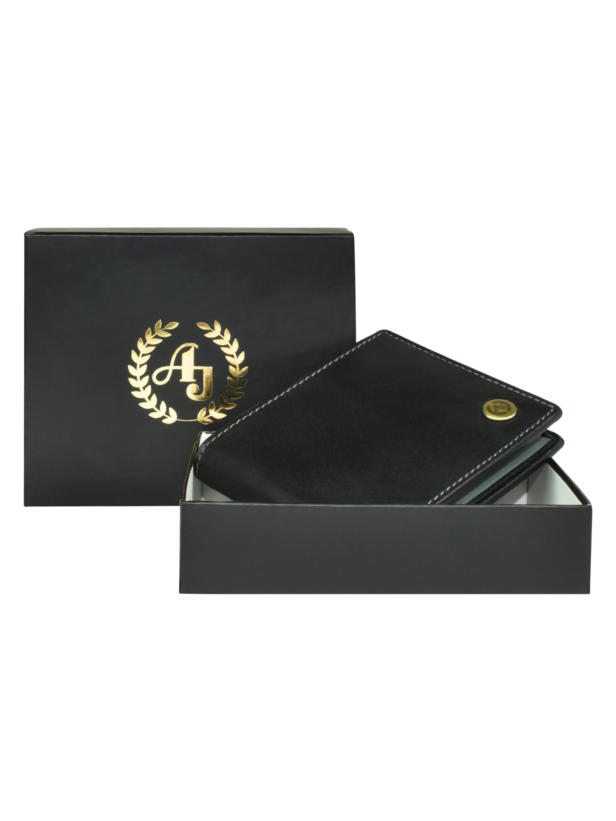 Ajanta Black Leather Wallet for Men Slim Bi-Fold with 3 Card Slots