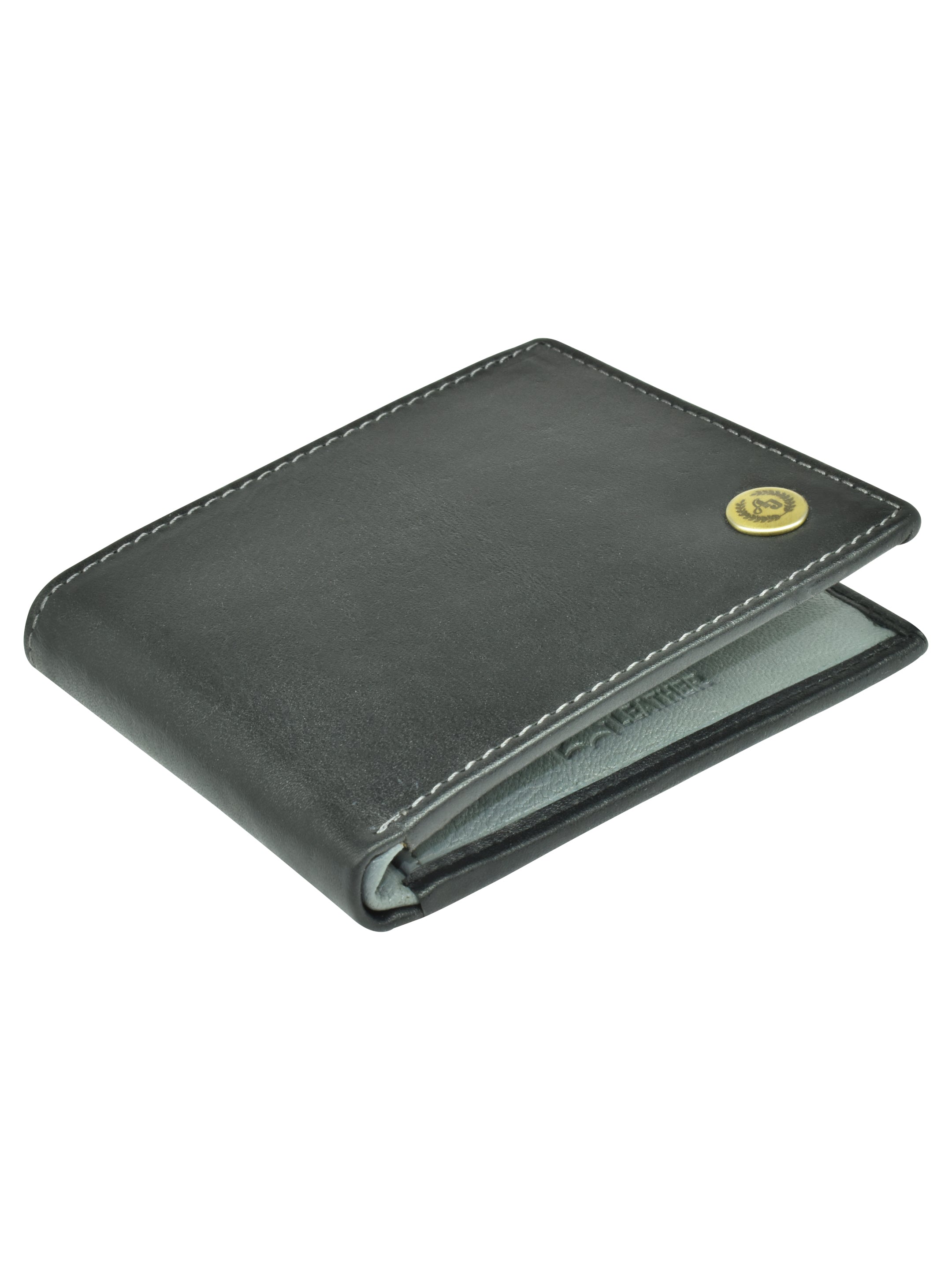 Ajanta Black Leather Wallet for Men Slim Bi-Fold with 3 Card Slots
