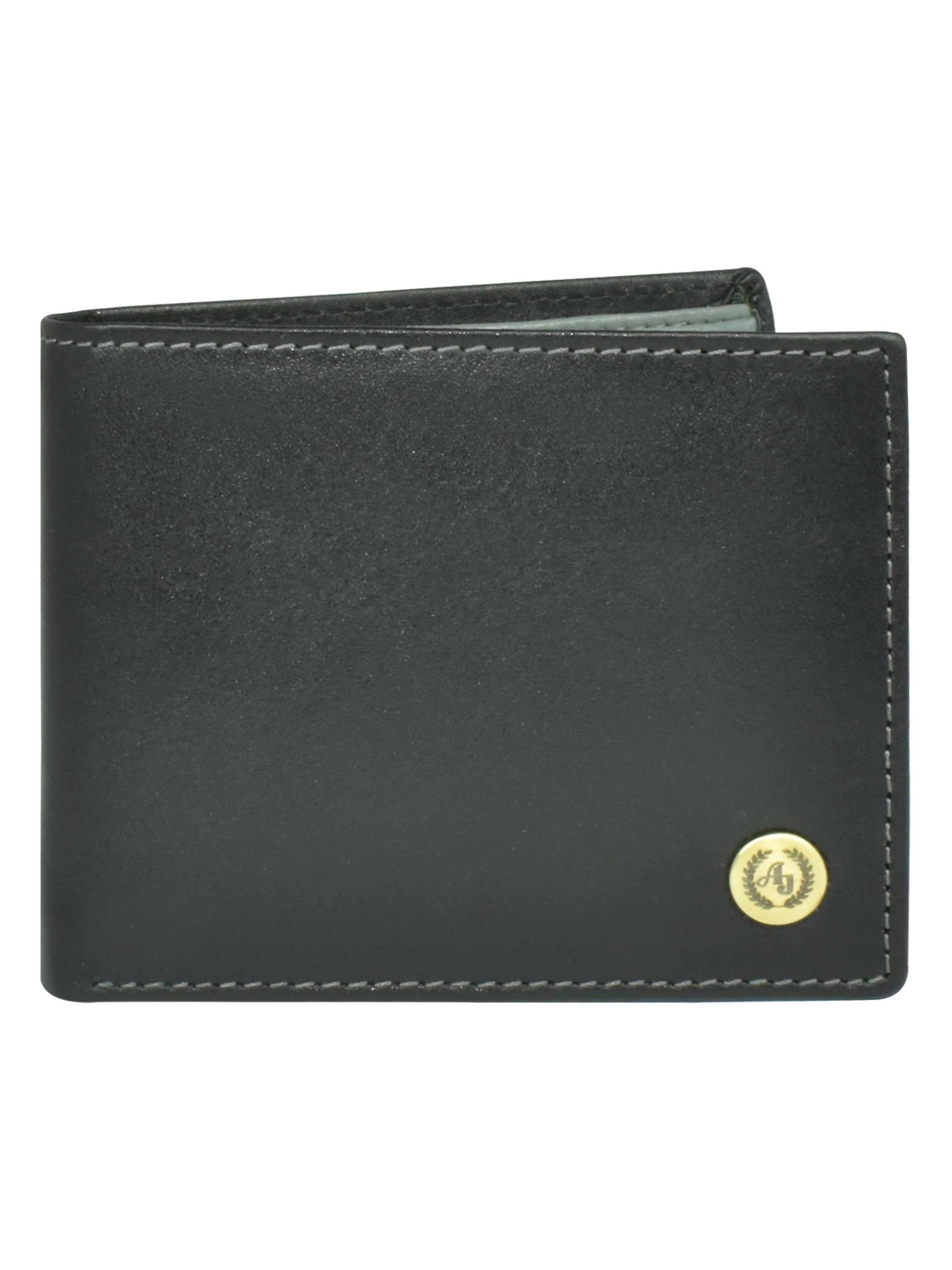 Ajanta Black Leather Wallet for Men Slim Bi-Fold with 3 Card Slots