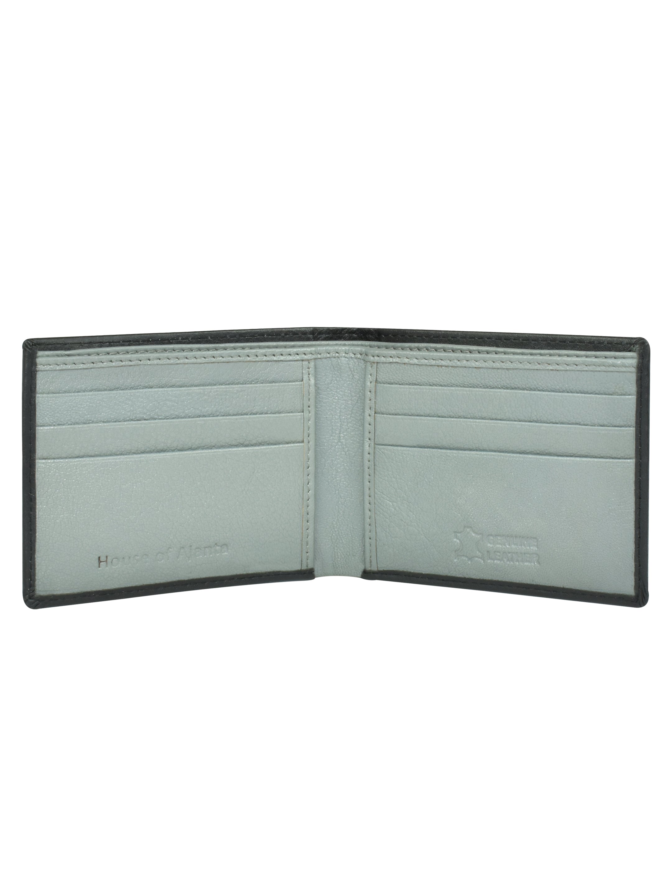 Ajanta Black Leather Wallet for Men Slim Bi-Fold with 3 Card Slots