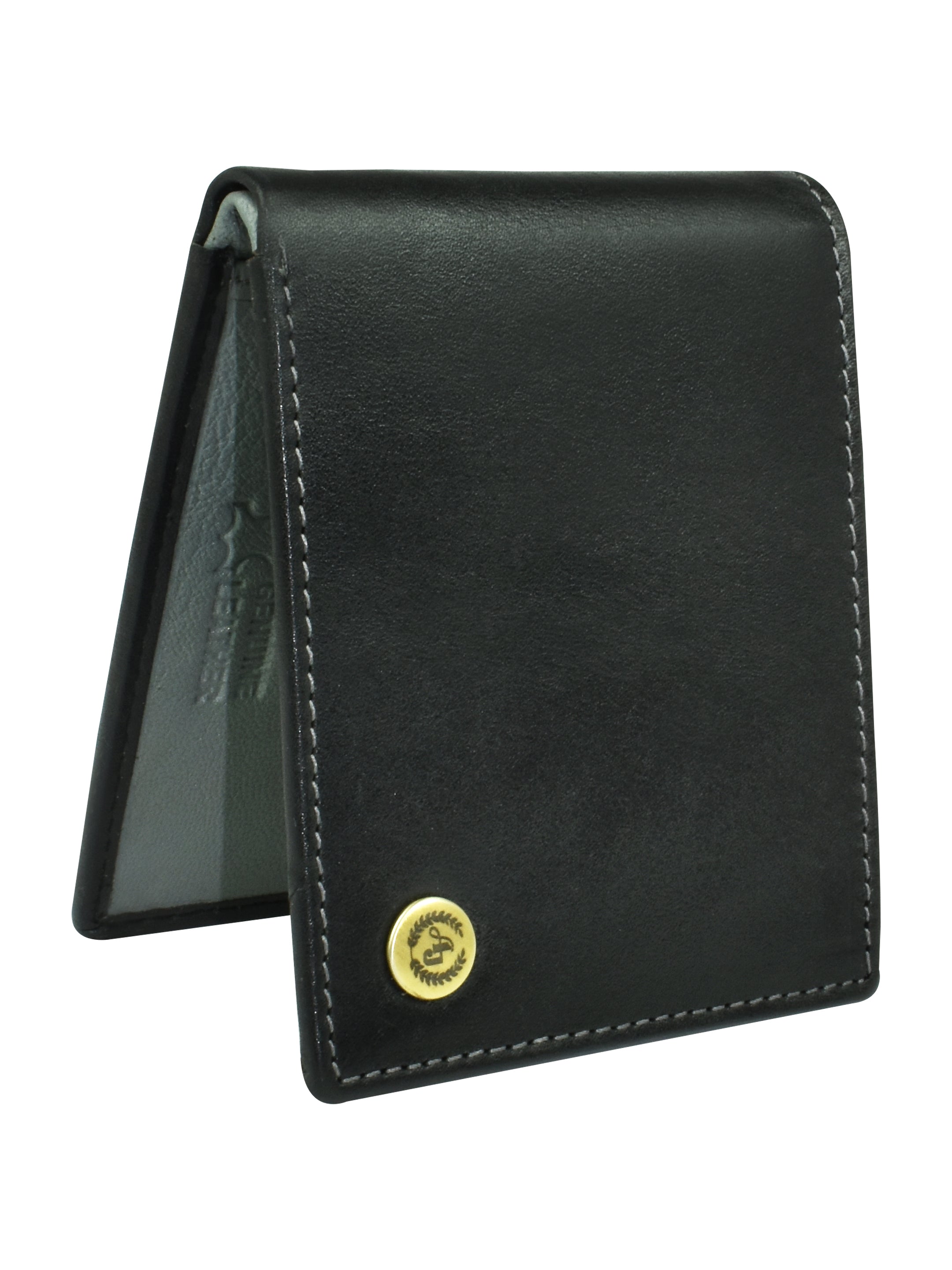 Ajanta Black Leather Wallet for Men Slim Bi-Fold with 3 Card Slots