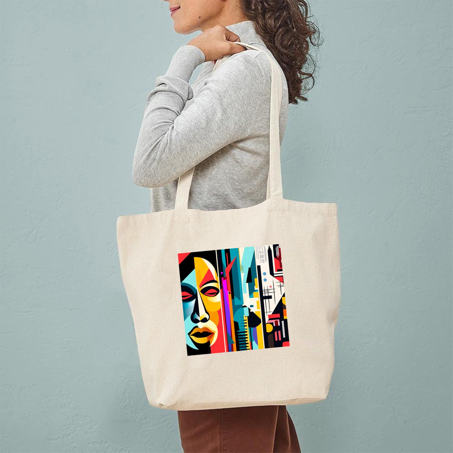 Ajanta Canvas Tote Bag for Women – Printed Zip Tote for Travel, Shopping & College