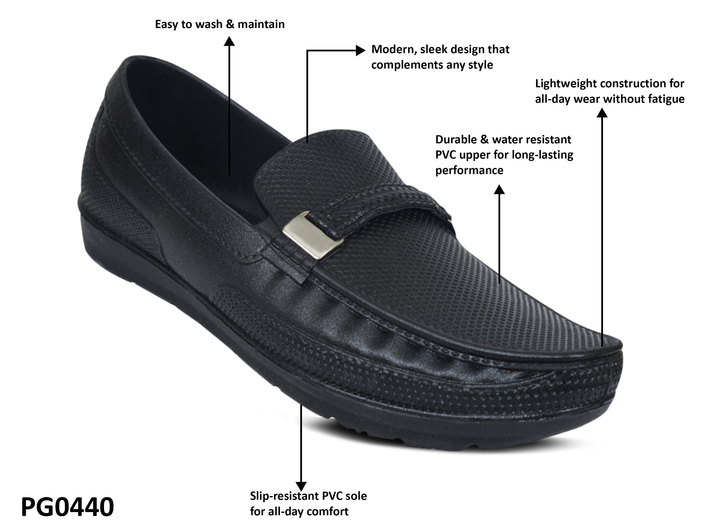 AJANTA Casual PVC Waterproof Loafers For Men / Waterproof, Durable & Comfortable Casual Slip-On Shoes / Waterproof Loafers for Men PG0440