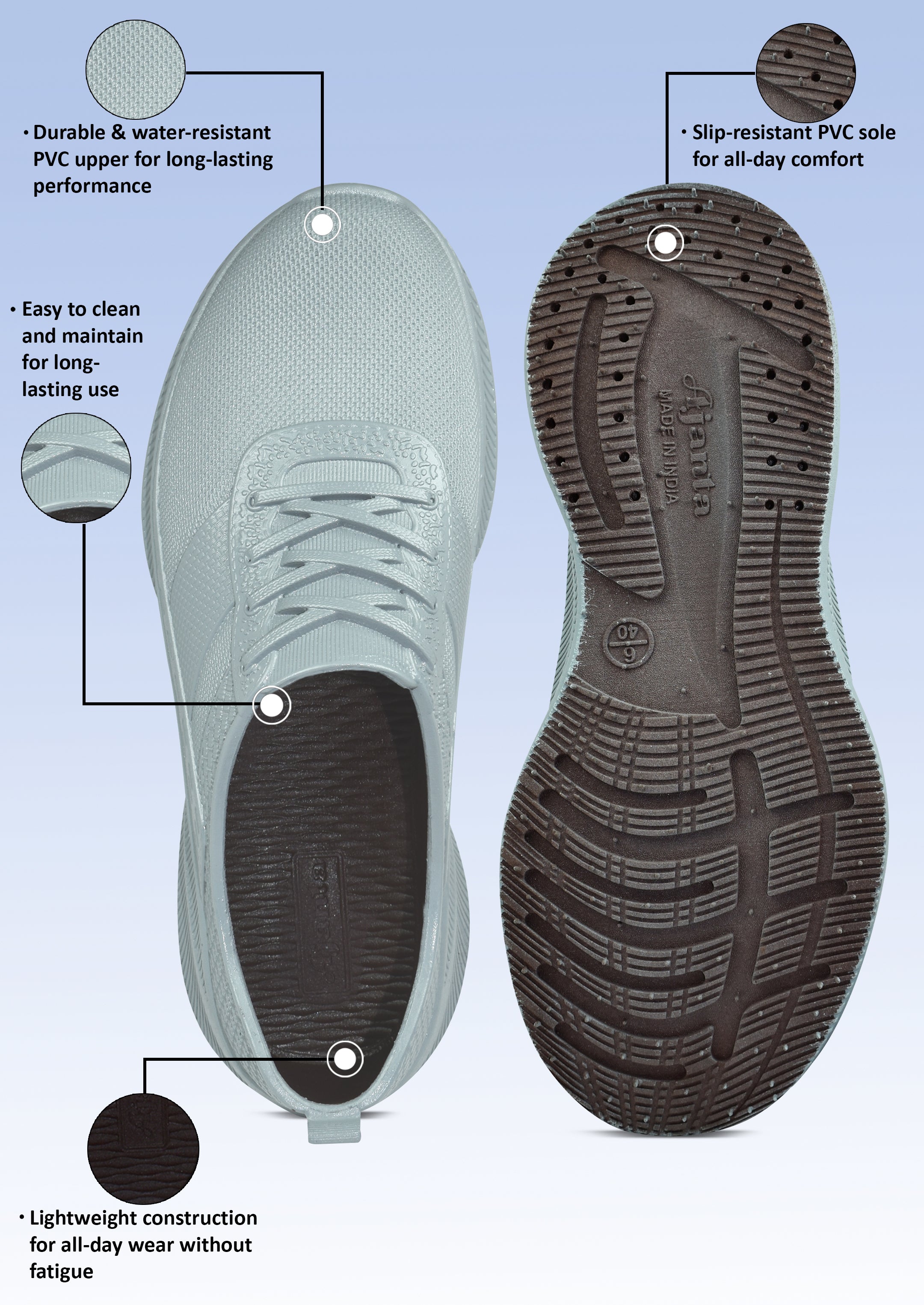AJANTA Waterproof Sneakers For Men / Waterproof, Lightweight & Suitable for Travel & Rainy Days / Casual Sneakers PG2003