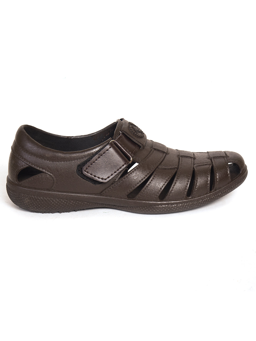 Ajanta Men’s Brown Fisherman Sandal with Adjustable Velcro & Cushioned Footbed