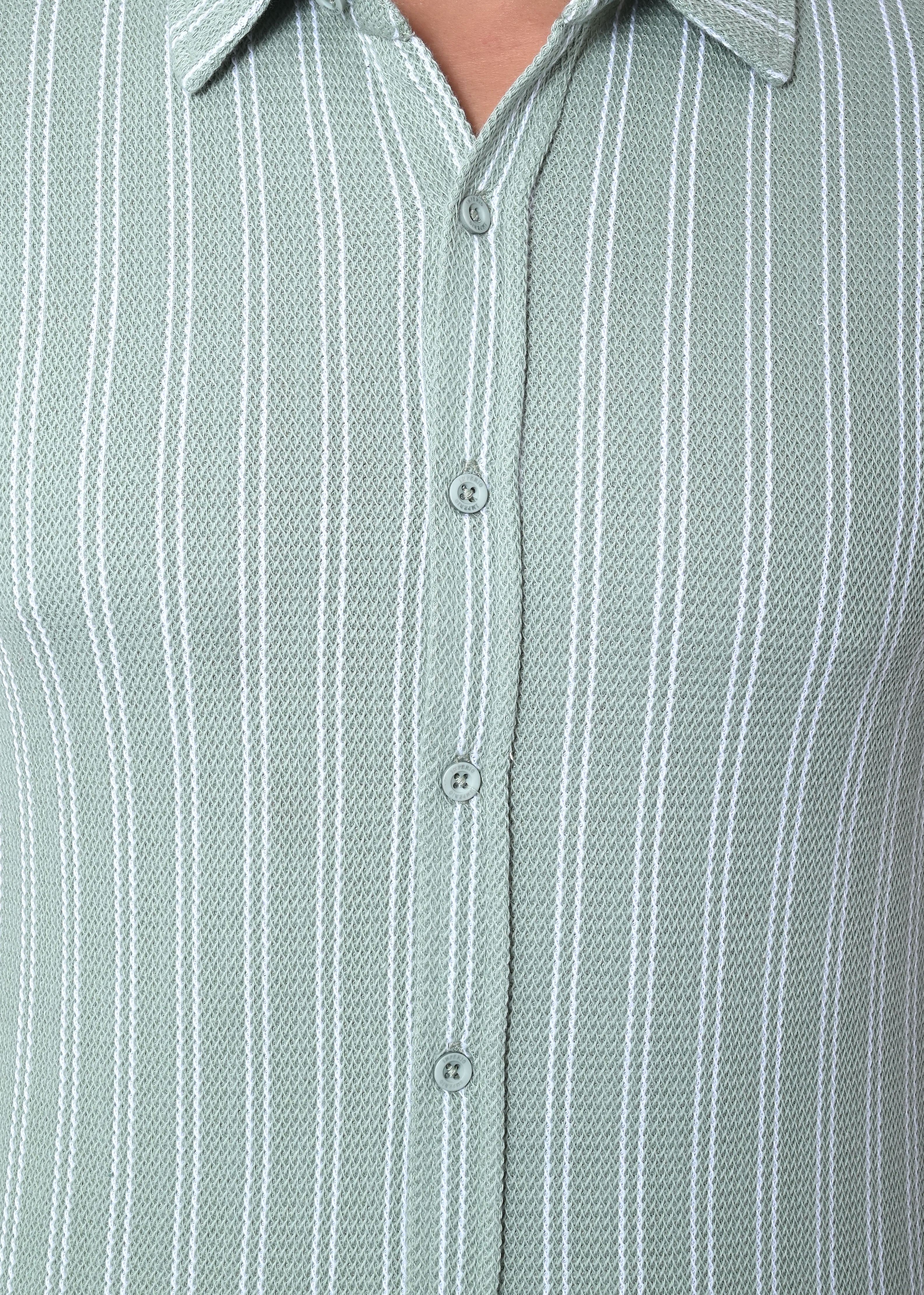 IMPERIO Men Slim Fit Knitted Casual Shirt| Striped Spread Collar With Half Sleeves SC5005