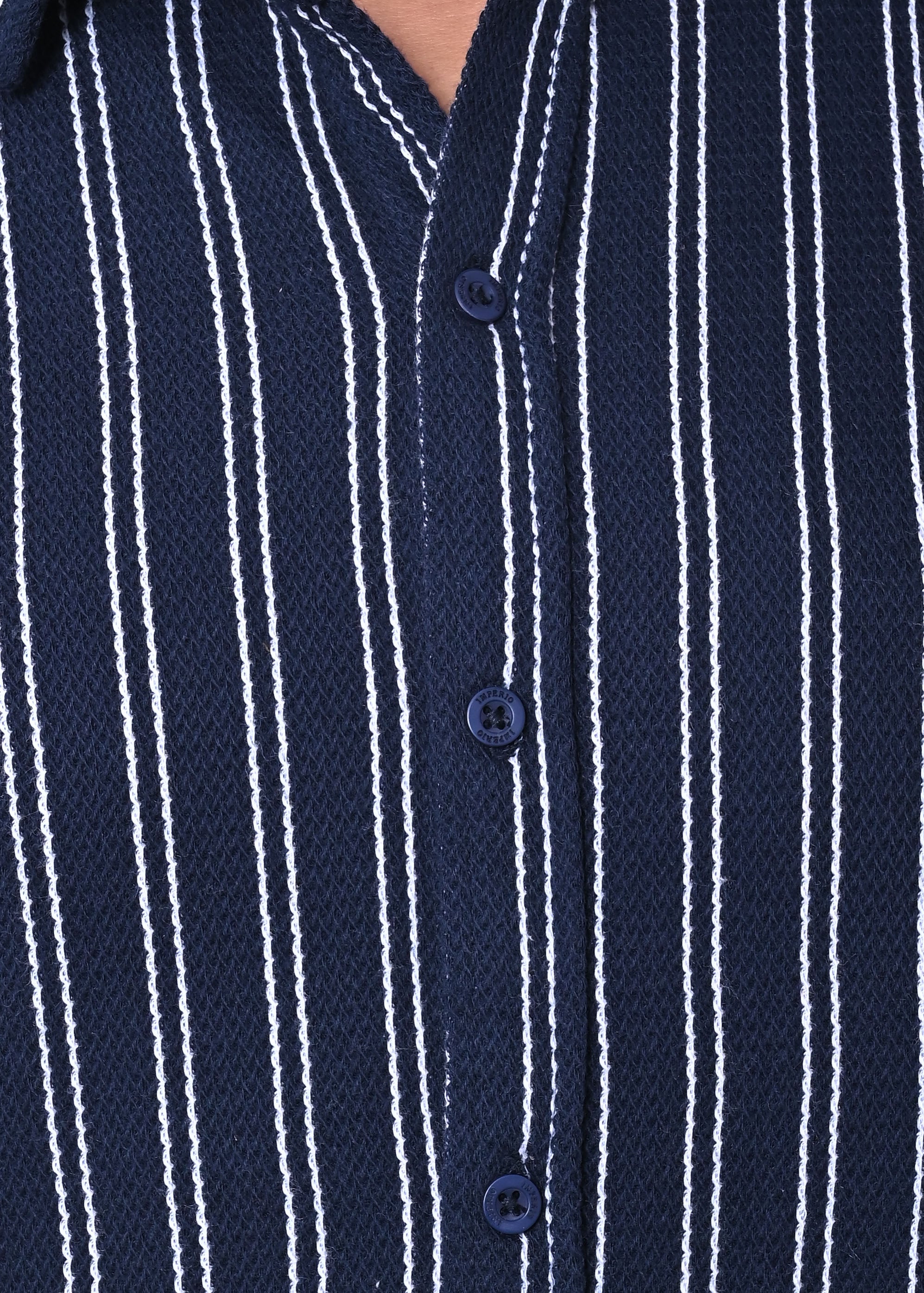 IMPERIO Men Slim Fit Knitted Casual Shirt| Striped Spread Collar With Half Sleeves SC5006