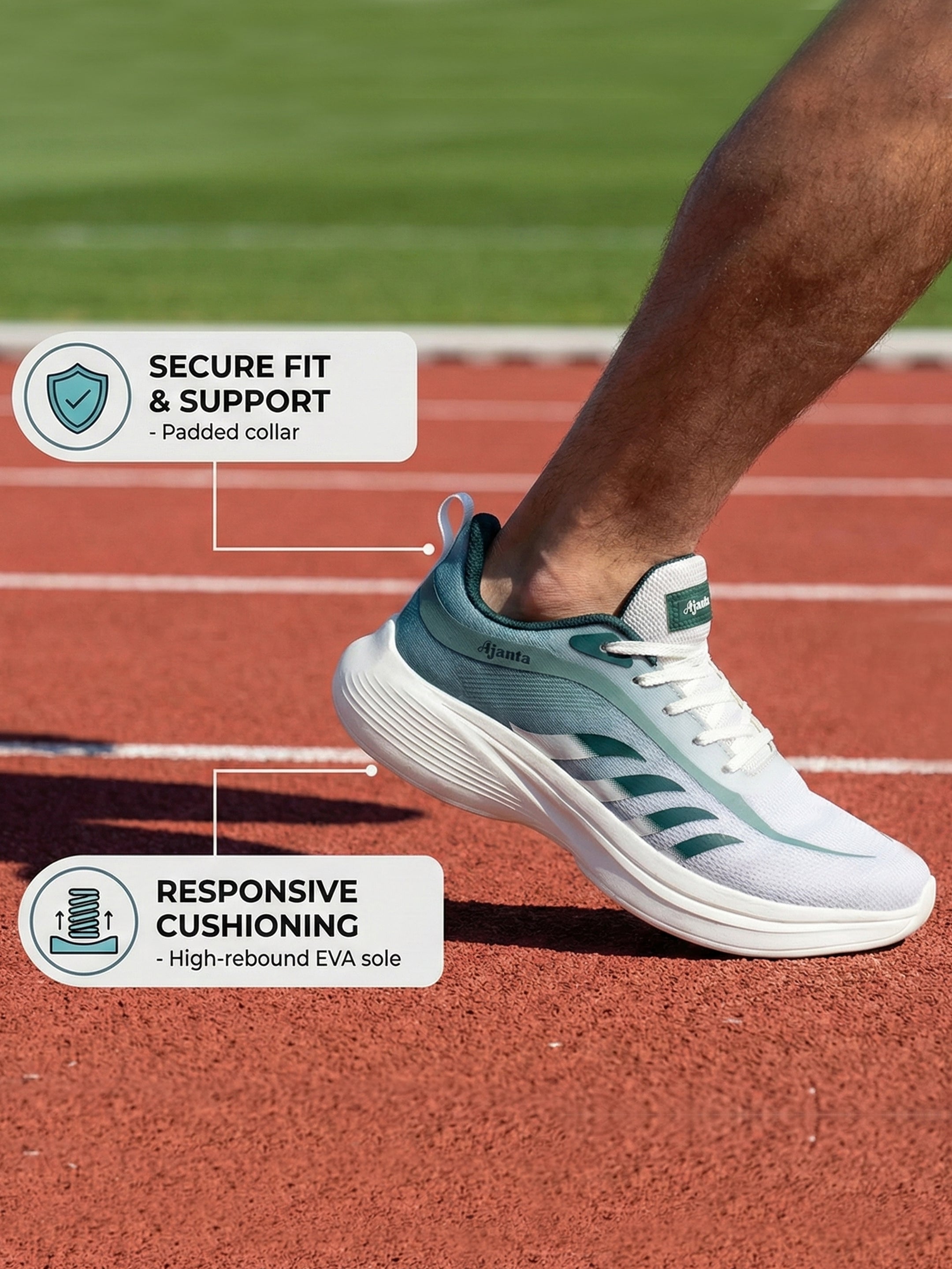 Ajanta Men’s Dual-Tone Athletic Sports Shoe with Breathable Mesh & Lightweight EVA Sole