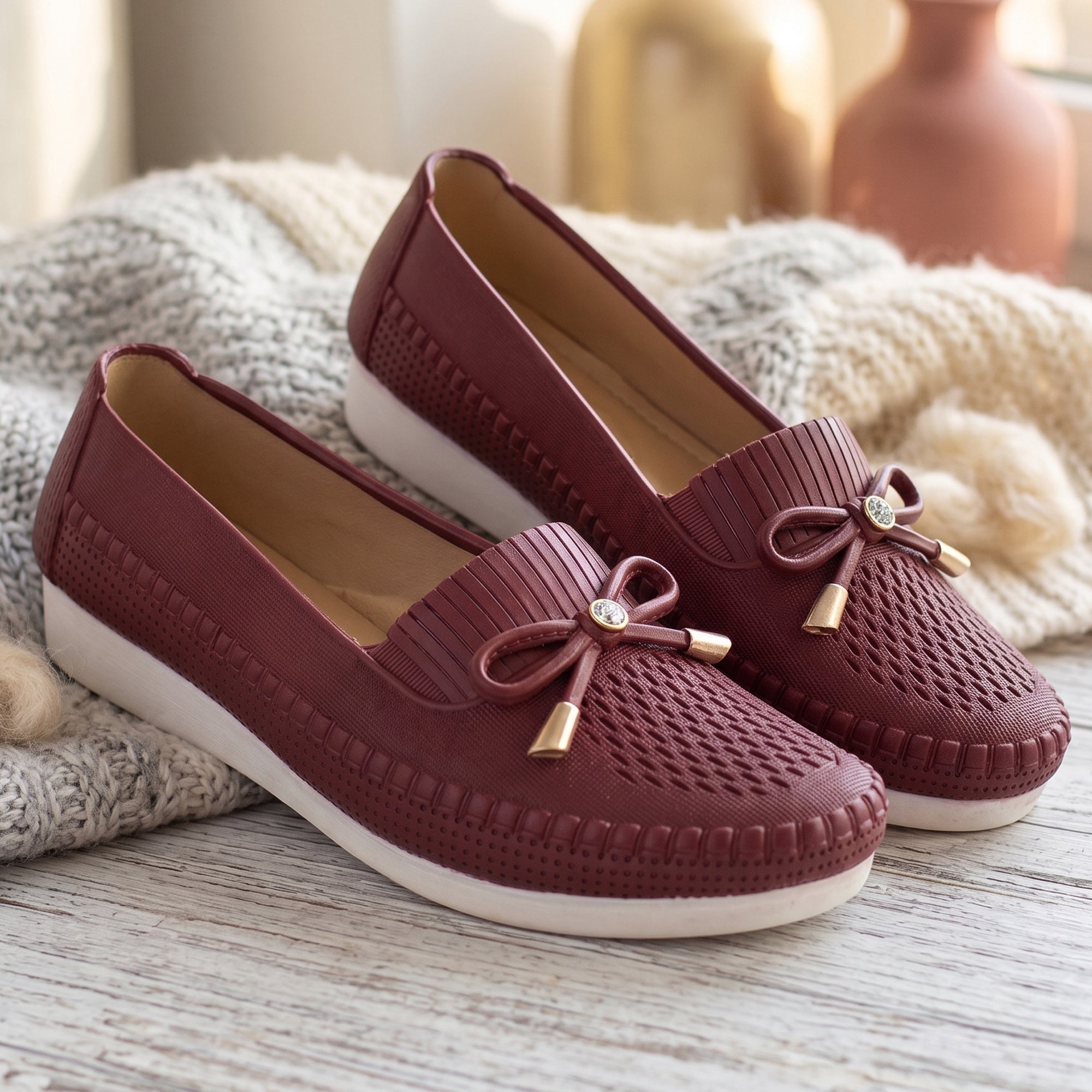 AJANTA Women Maroon Belly Shoes | Comfortable Slip-On Ballerina Flats for Women | Soft Cushioned Casual & Office Wear Shoes | Lightweight Closed Toe Daily Walking Fashion Footwear | Ladies Travel Loafers Footwear