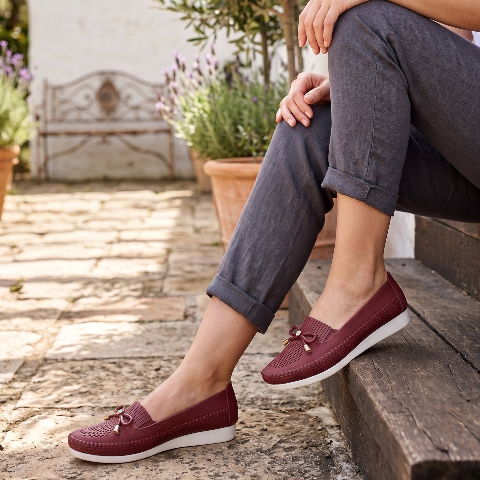 AJANTA Women Maroon Belly Shoes | Comfortable Slip-On Ballerina Flats for Women | Soft Cushioned Casual & Office Wear Shoes | Lightweight Closed Toe Daily Walking Fashion Footwear | Ladies Travel Loafers Footwear