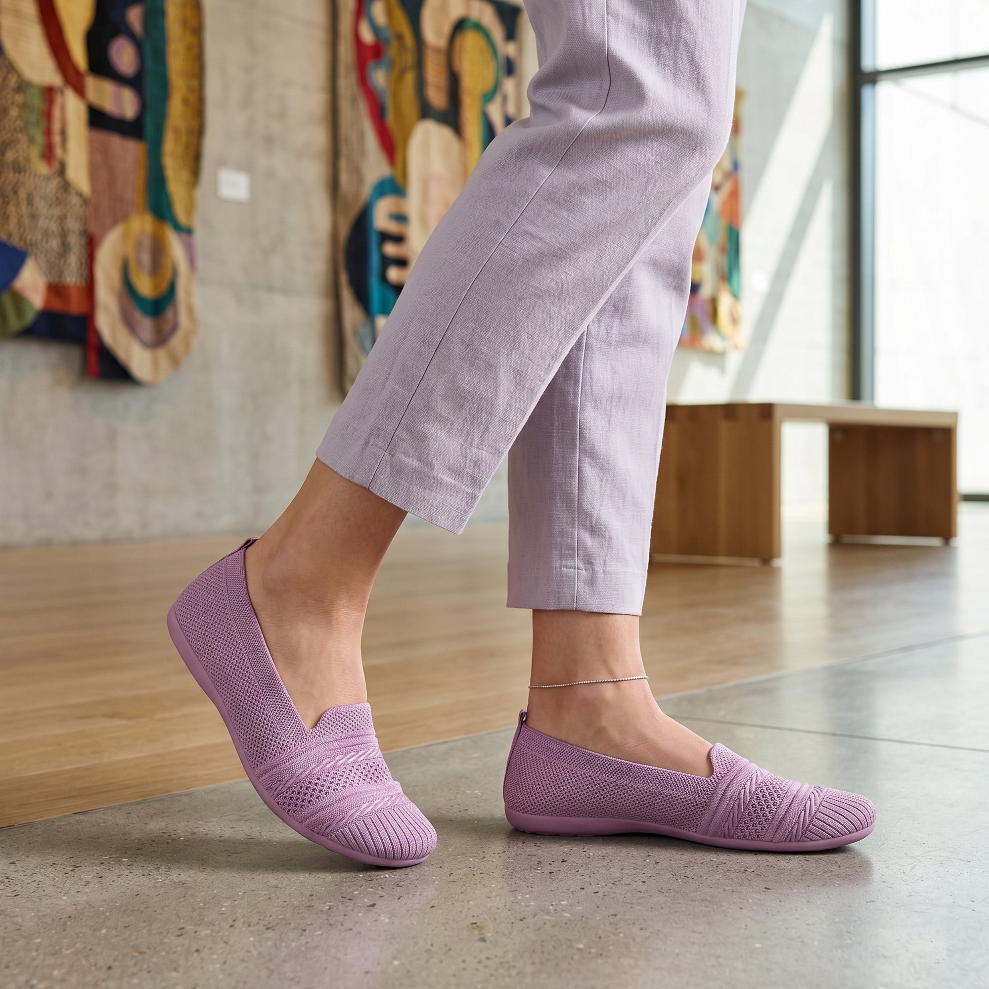 AJANTA Women Ballet Flats Shoes | Slip On Comfortable Flats for Women | Lightweight Breathable Daily & Office Wear Footwear | Soft Casual Ethnic Festive Puja Wear Shoes | College, Travel & Walking Shoes
