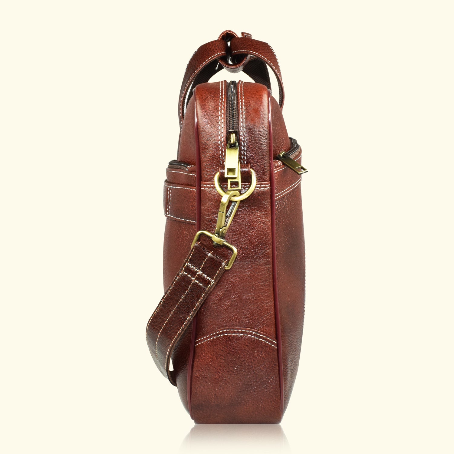 AJANTA 15.4-Inch Premium Leather Laptop Messenger Bag, Durable Office Briefcase with Adjustable Shoulder Strap for Men JB5004