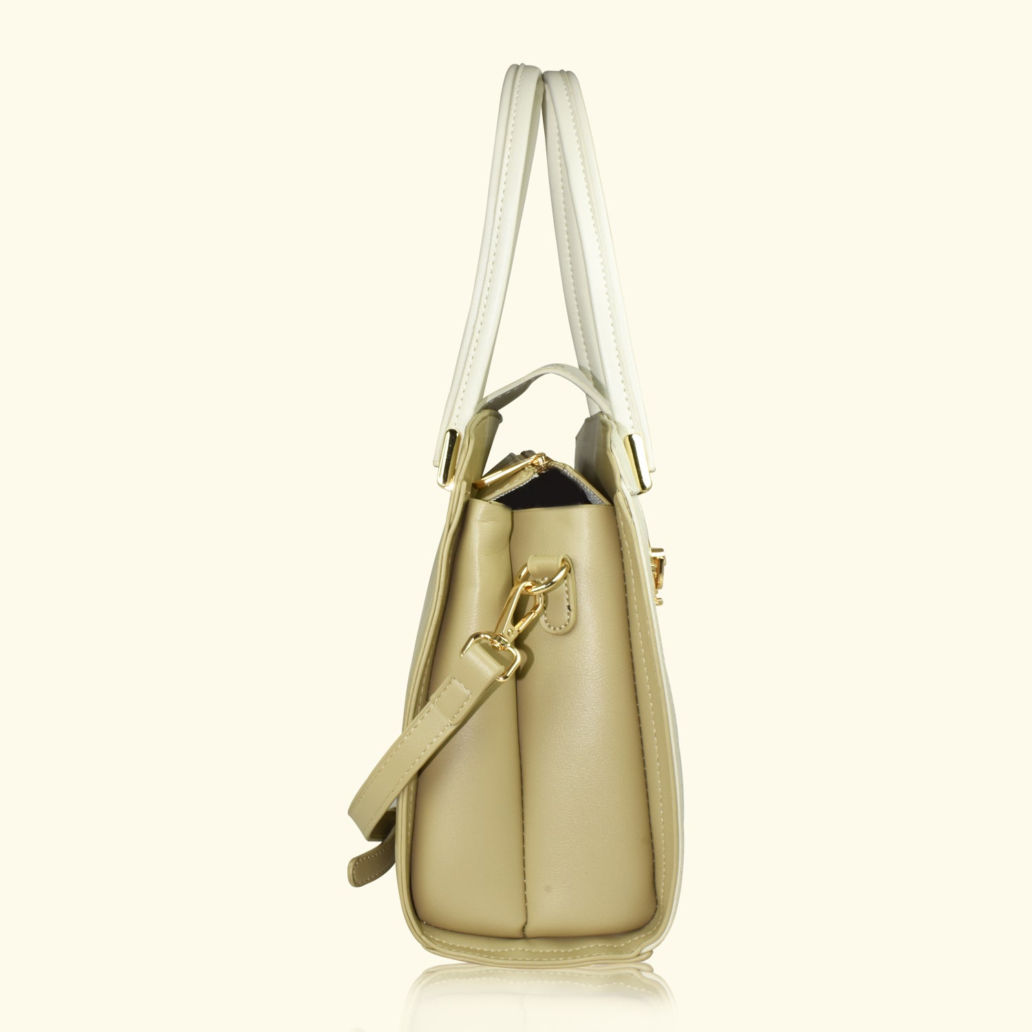 QIARRA by Ajanta Beige Synthetic Sling Bag for Women | 2 Compartments | Buckle Lock | Zipper Chains | Handle Detachable Sling Strap-VB8017