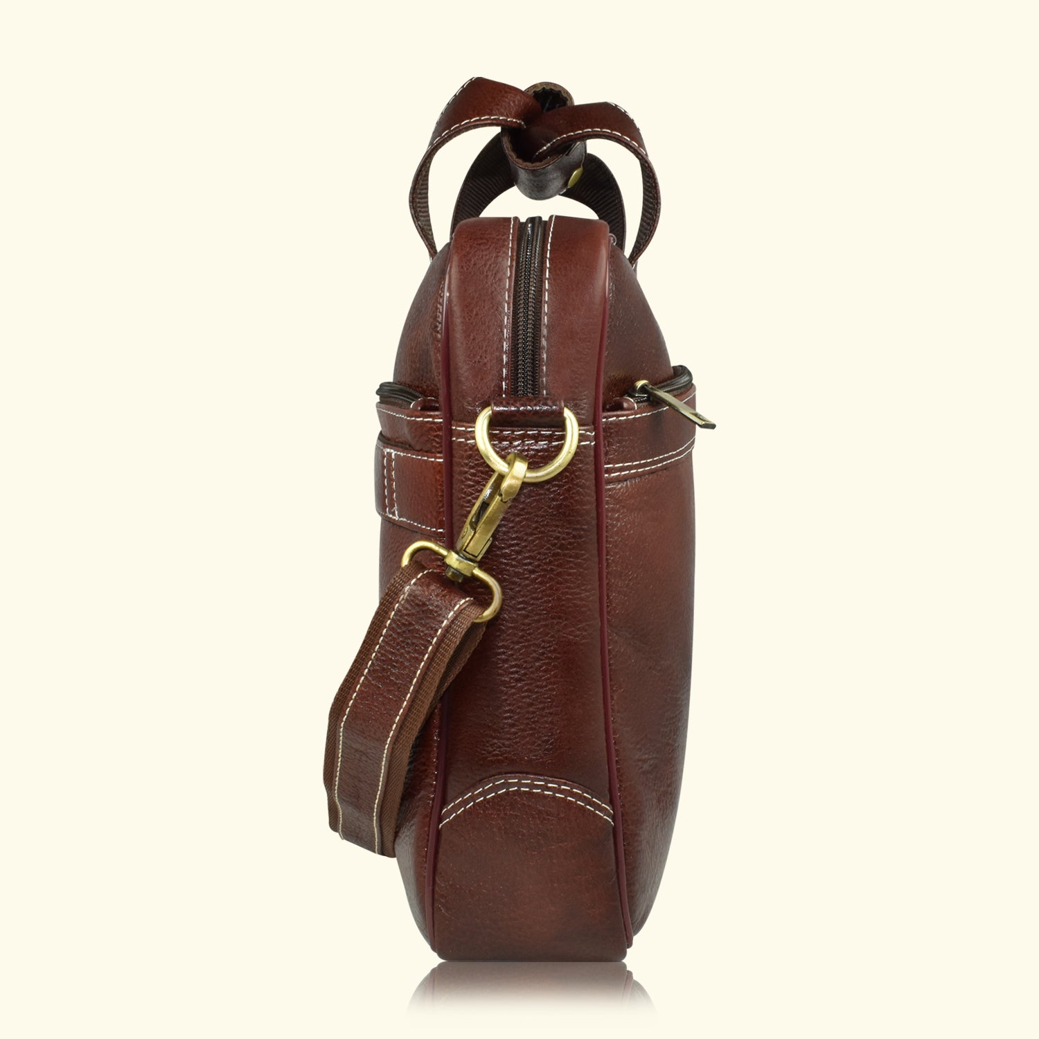 AJANTA 15-Inch Premium Leather Laptop Messenger Bag, Durable Office Briefcase with Adjustable Shoulder Strap for Men JB5003