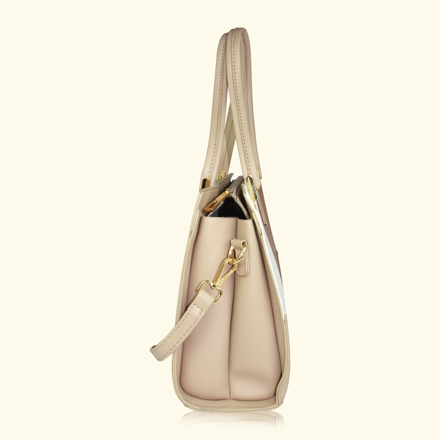 QIARRA by Ajanta Beige Synthetic Handbag for Women | 2 Compartments | Detachable Sling Strap | Stylish Daily Use Bag-VB8014