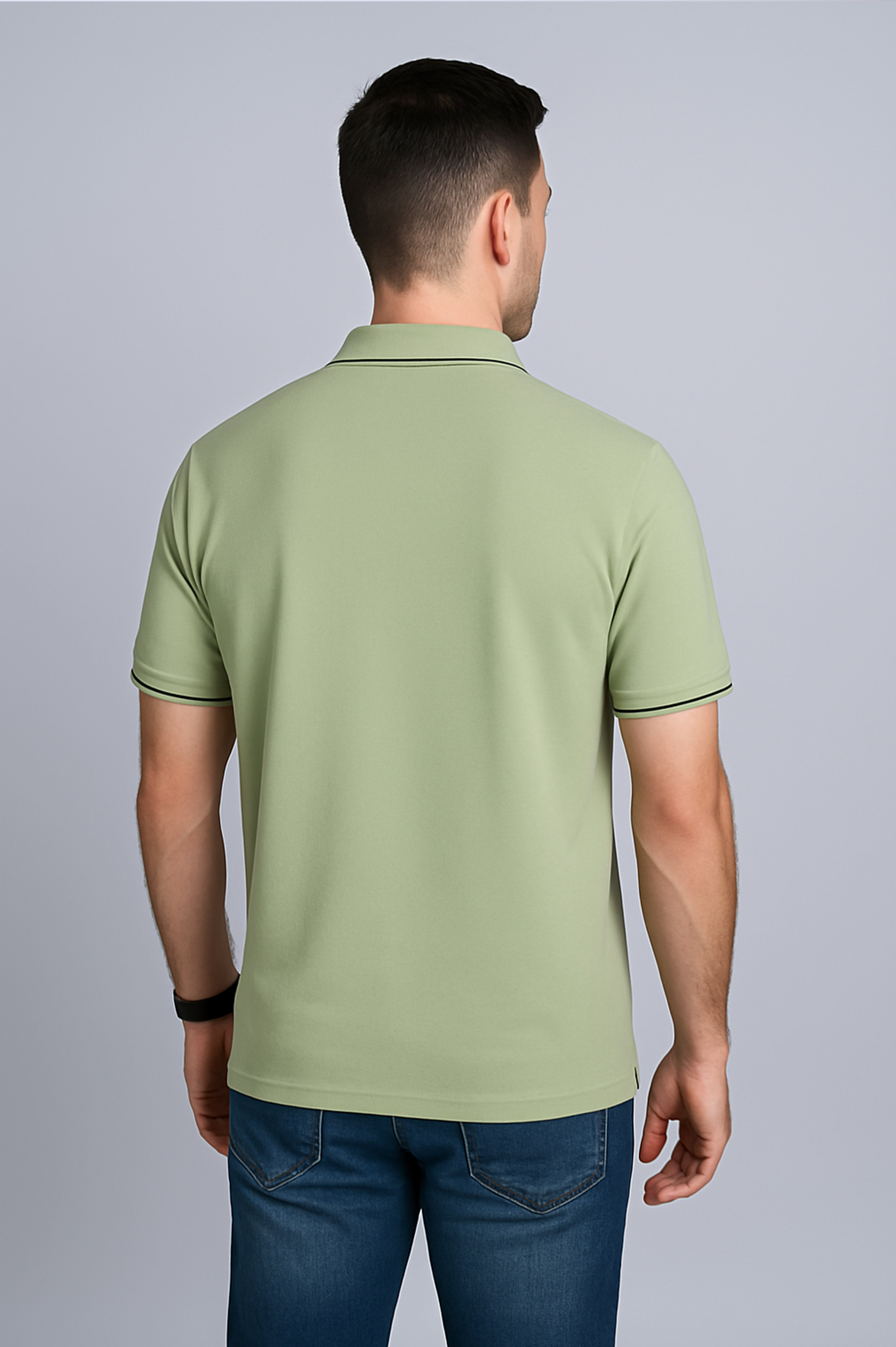 Imperio  Men Solid Polo Neck Polyester Light Green T-Shirt TC5004