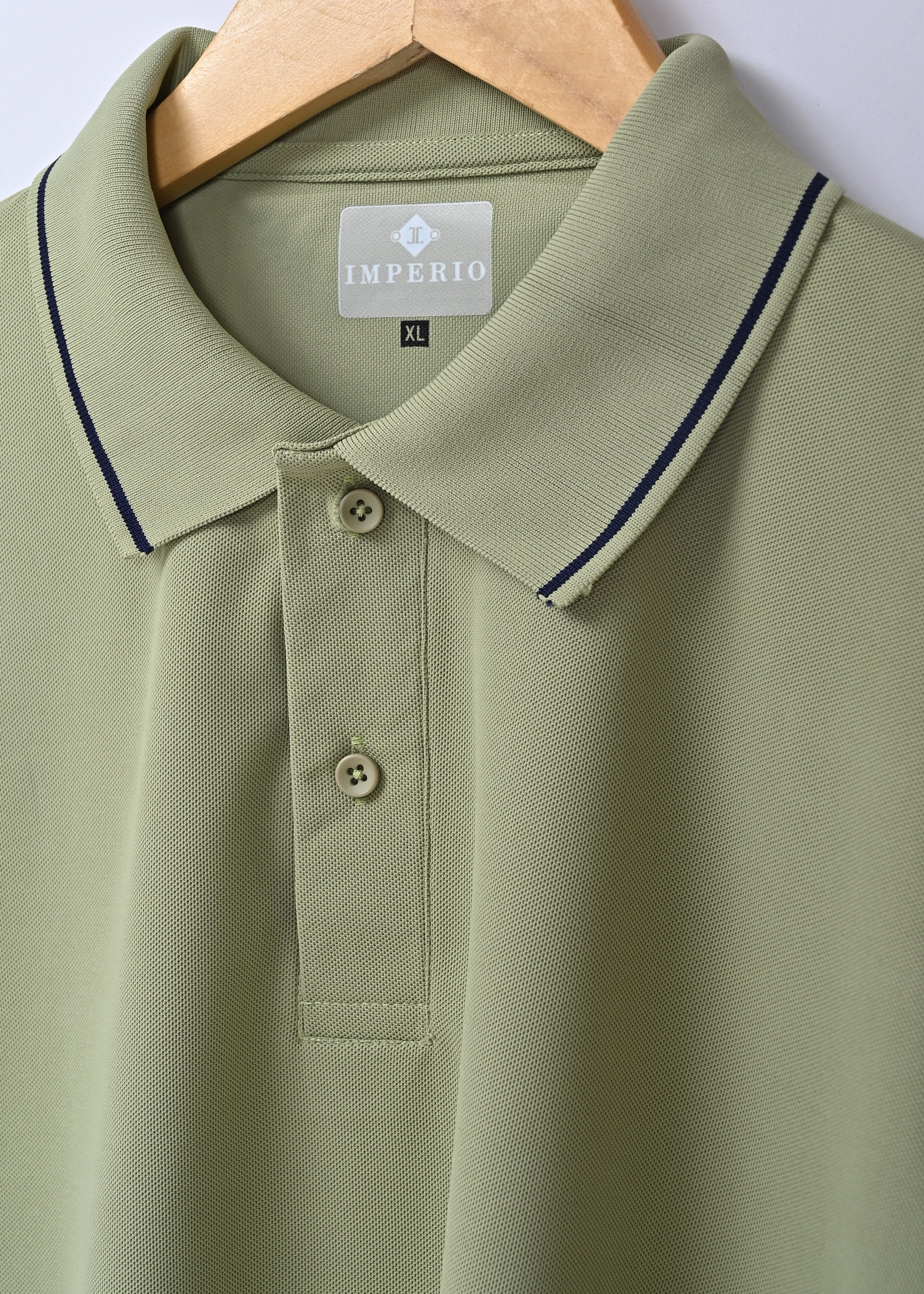 Imperio  Men Solid Polo Neck Polyester Light Green T-Shirt TC5004