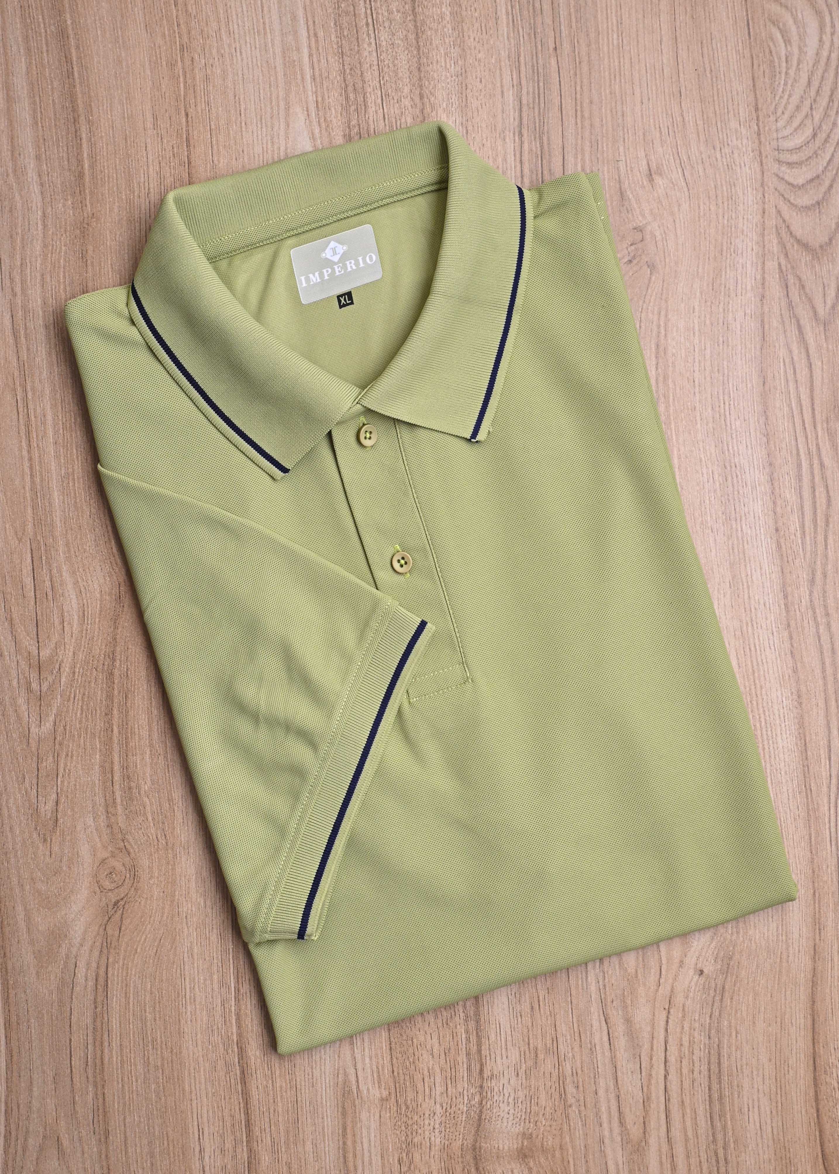 Imperio  Men Solid Polo Neck Polyester Light Green T-Shirt TC5004