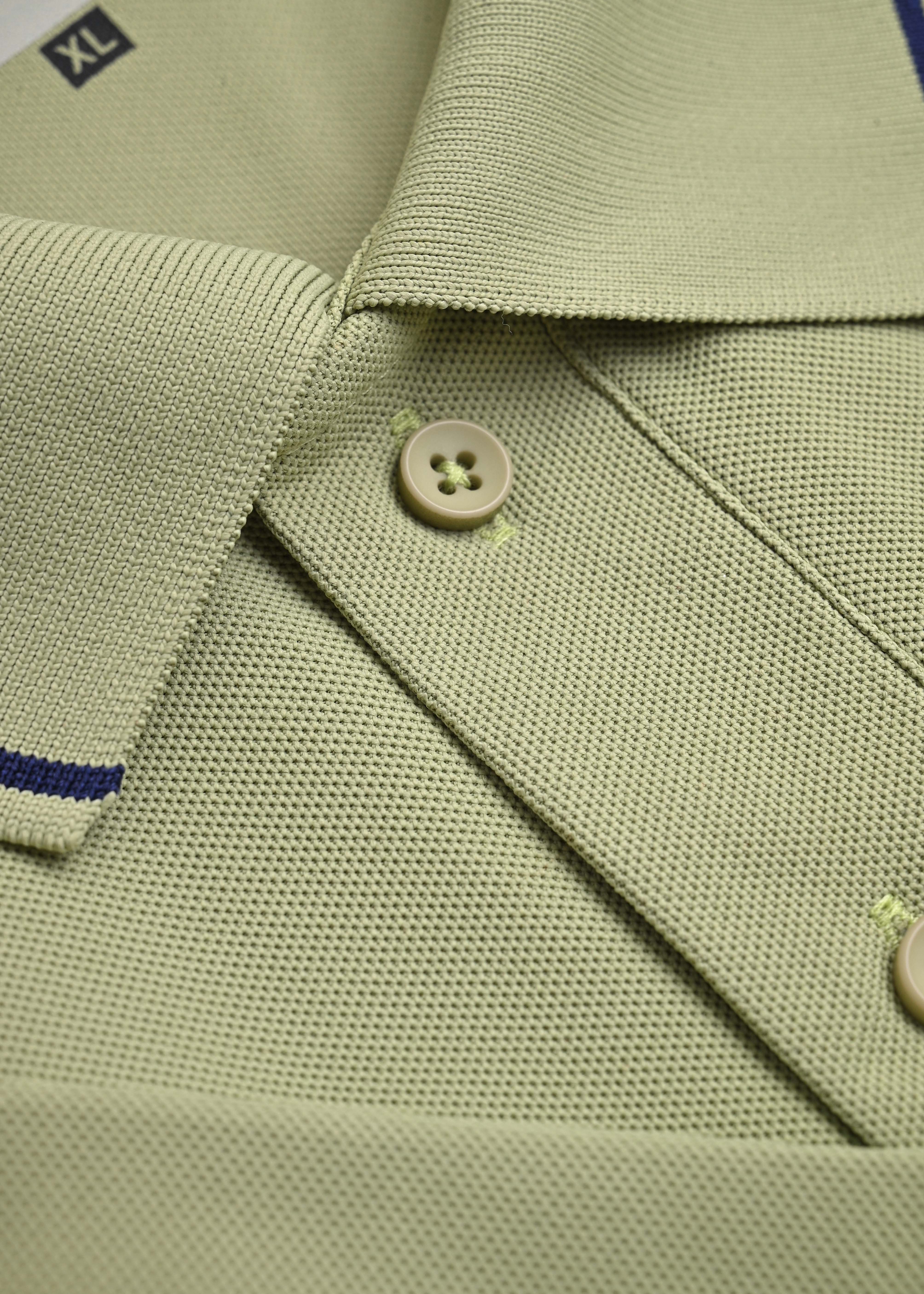 Imperio  Men Solid Polo Neck Polyester Light Green T-Shirt TC5004