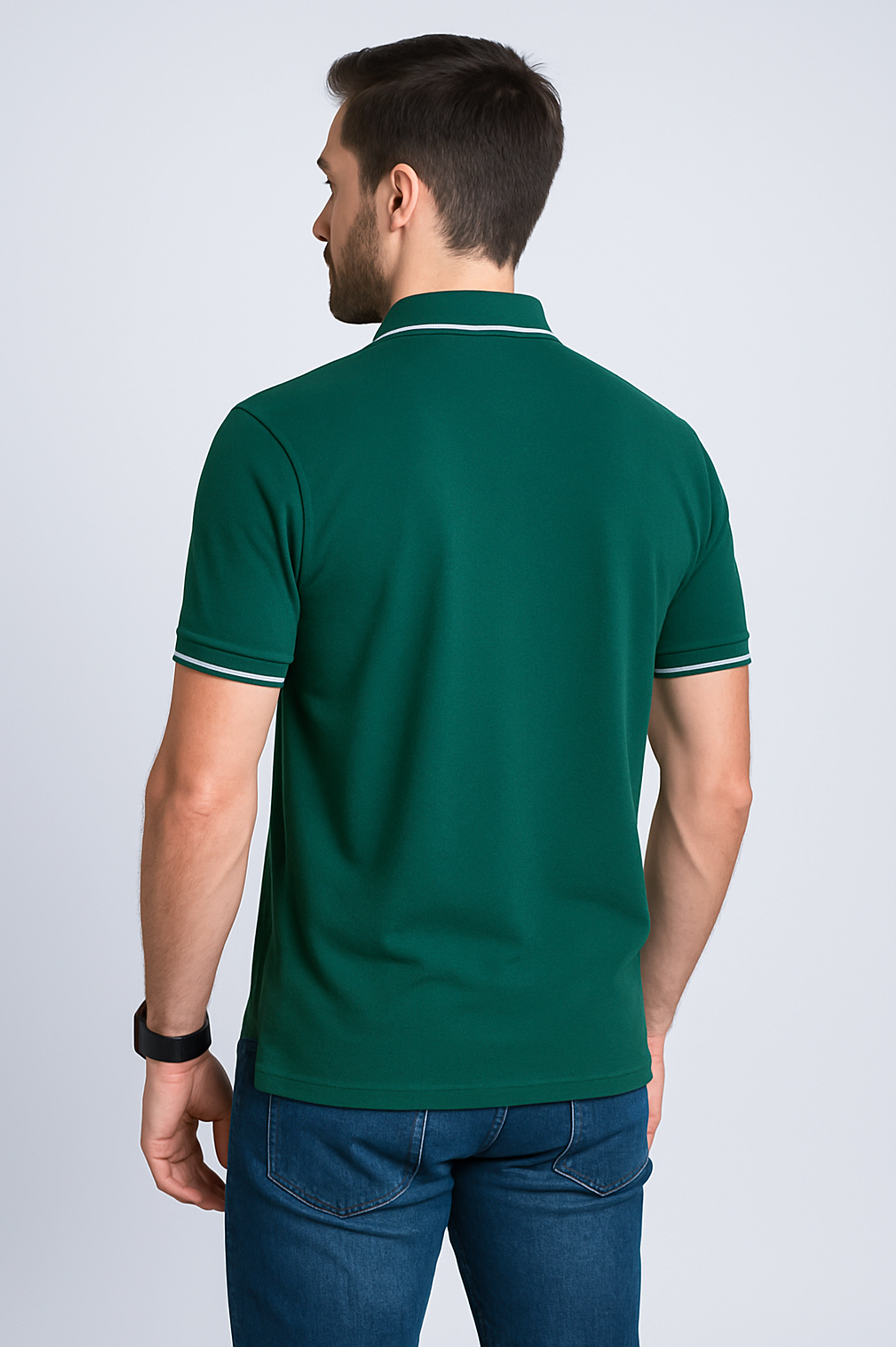 Imperio  Men Solid Polo Neck Polyester Dark Green T-Shirt TC5006
