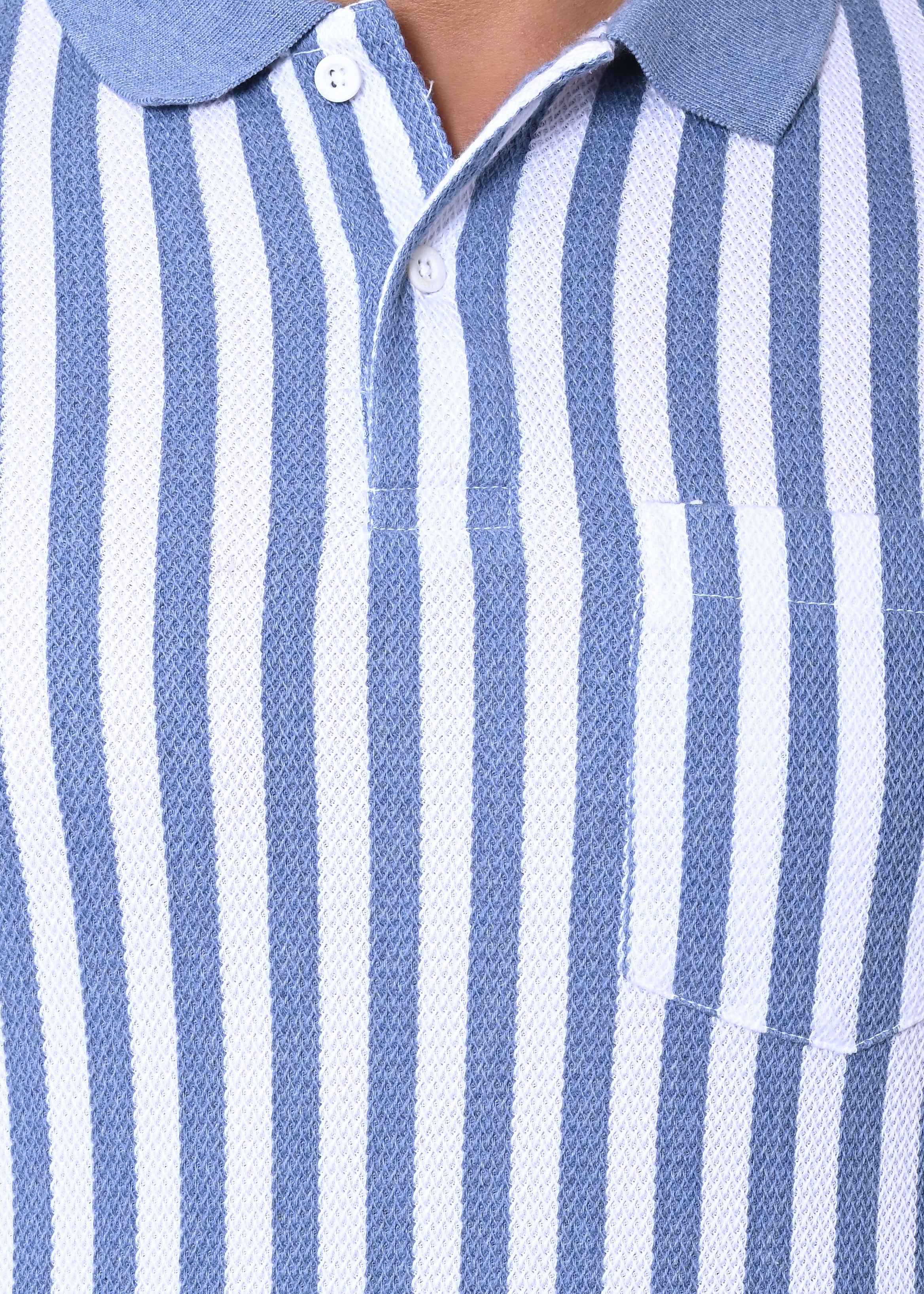 IMPERIO Men Regular Fit Striped Casual Half Sleeves Polo Collar T-Shirts TC5019