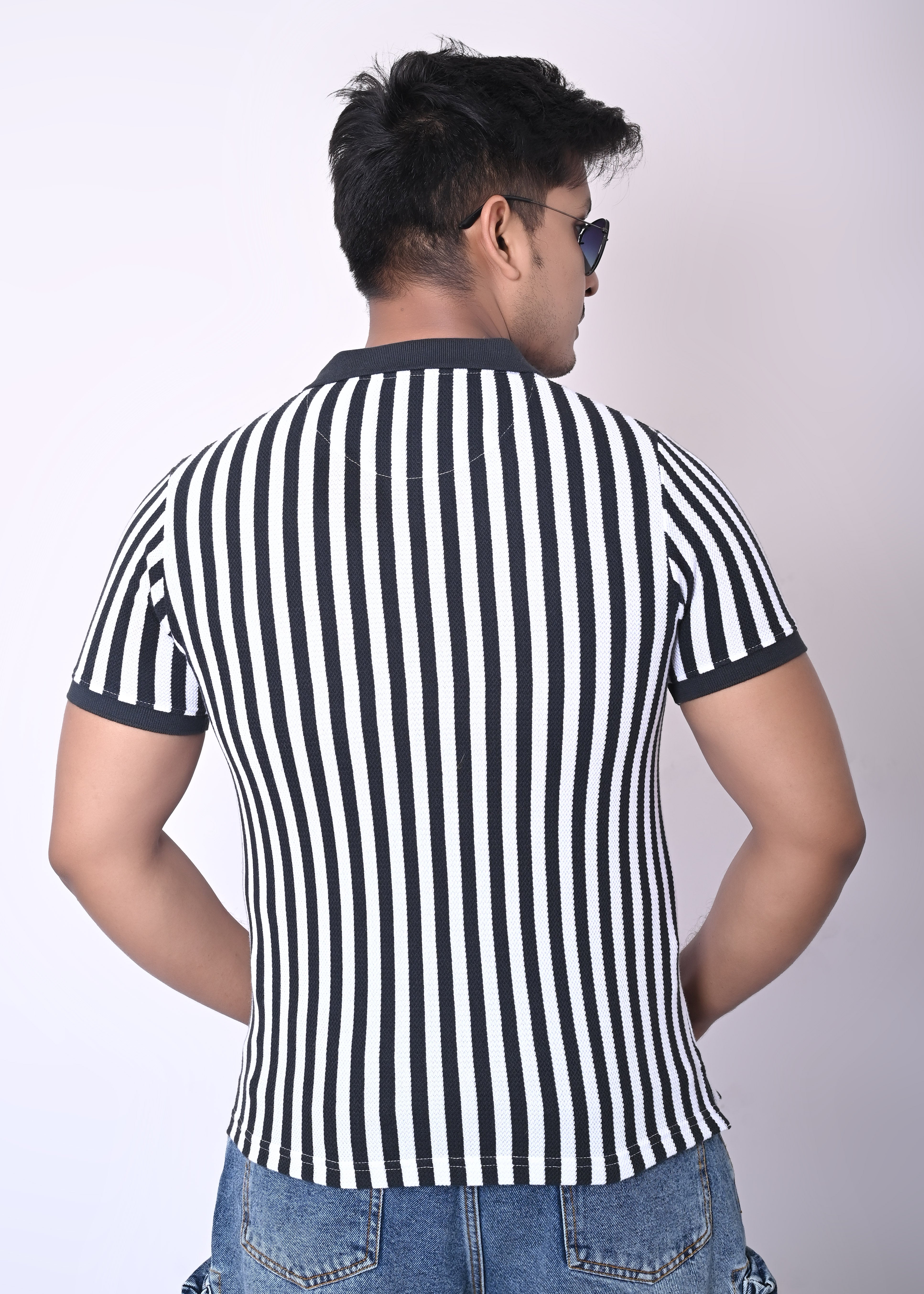 IMPERIO Men Regular Fit Striped Casual Half Sleeves Polo Collar T-Shirts TC5020