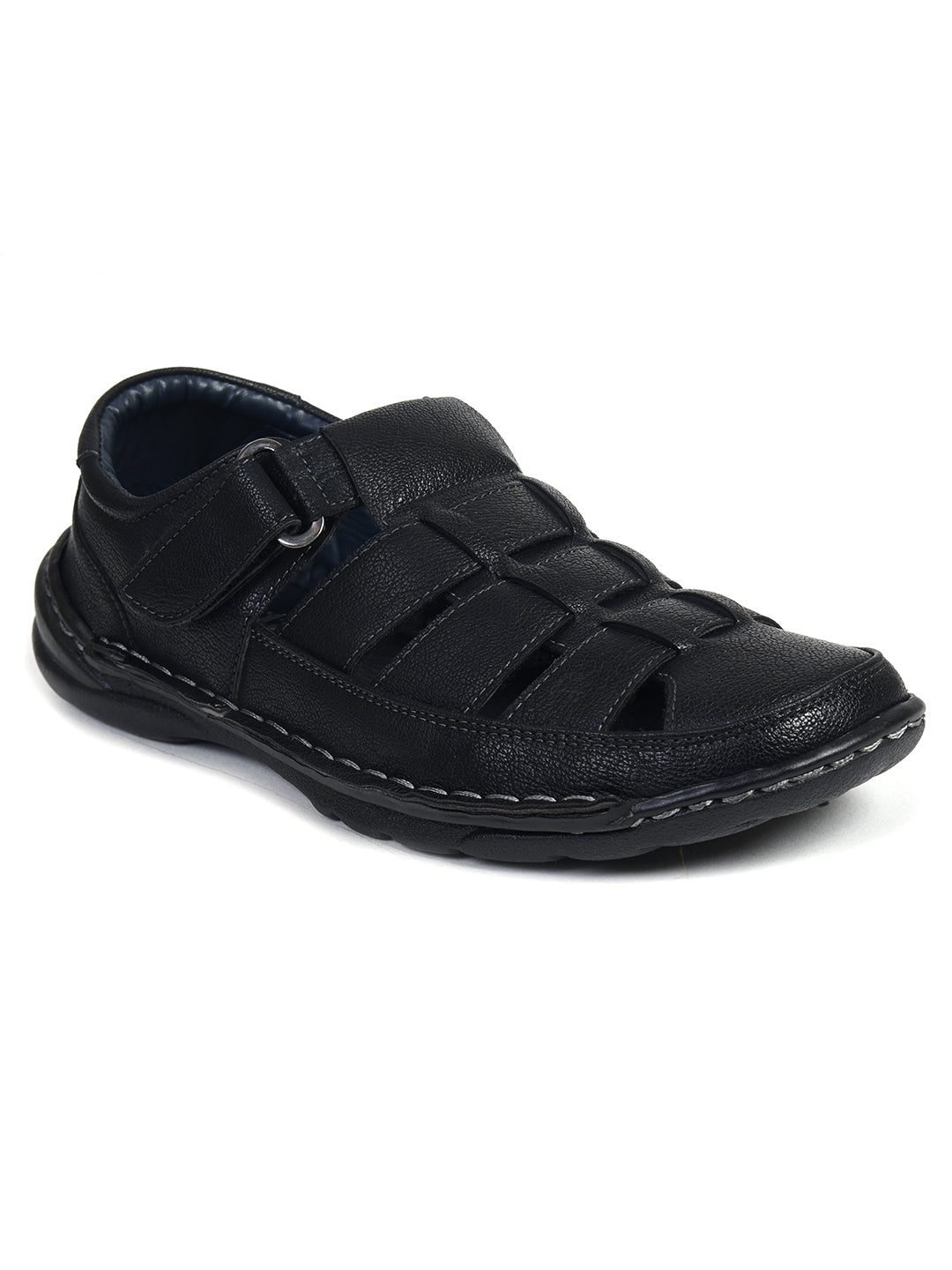 Ajanta Men's Black Sandals | Durable Synthetic Upper | PVC Sole | Comfortable Sandals GB0515