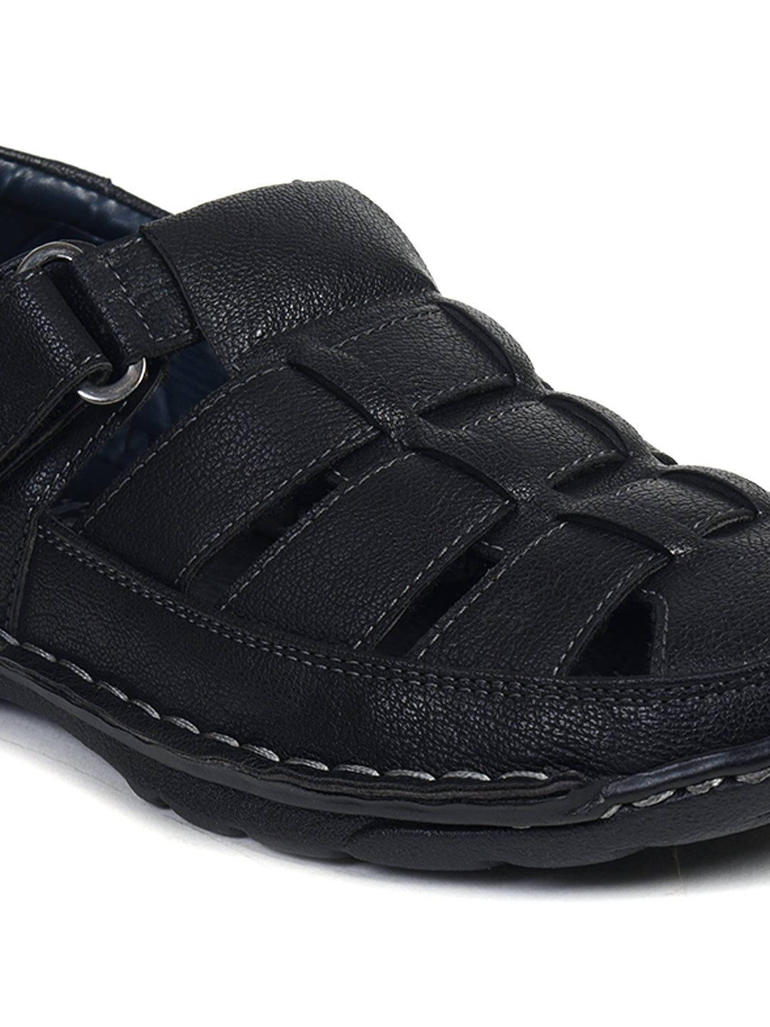 Ajanta Men's Black Sandals | Durable Synthetic Upper | PVC Sole | Comfortable Sandals GB0515
