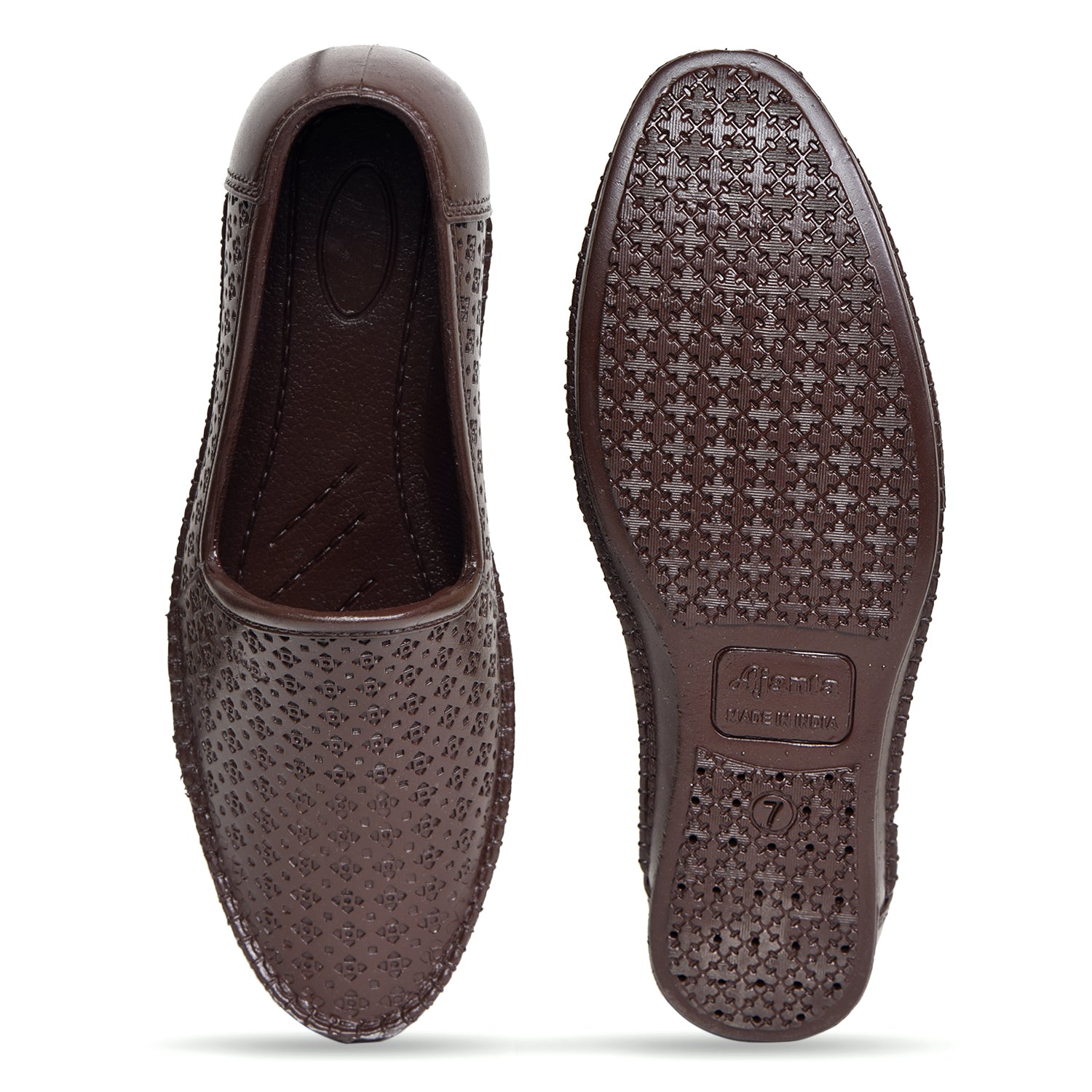 Ajanta Men's Brown Slip-On Shoes  |  PVC Build with Cushioned Footbed | Slip On Shoes FK4012