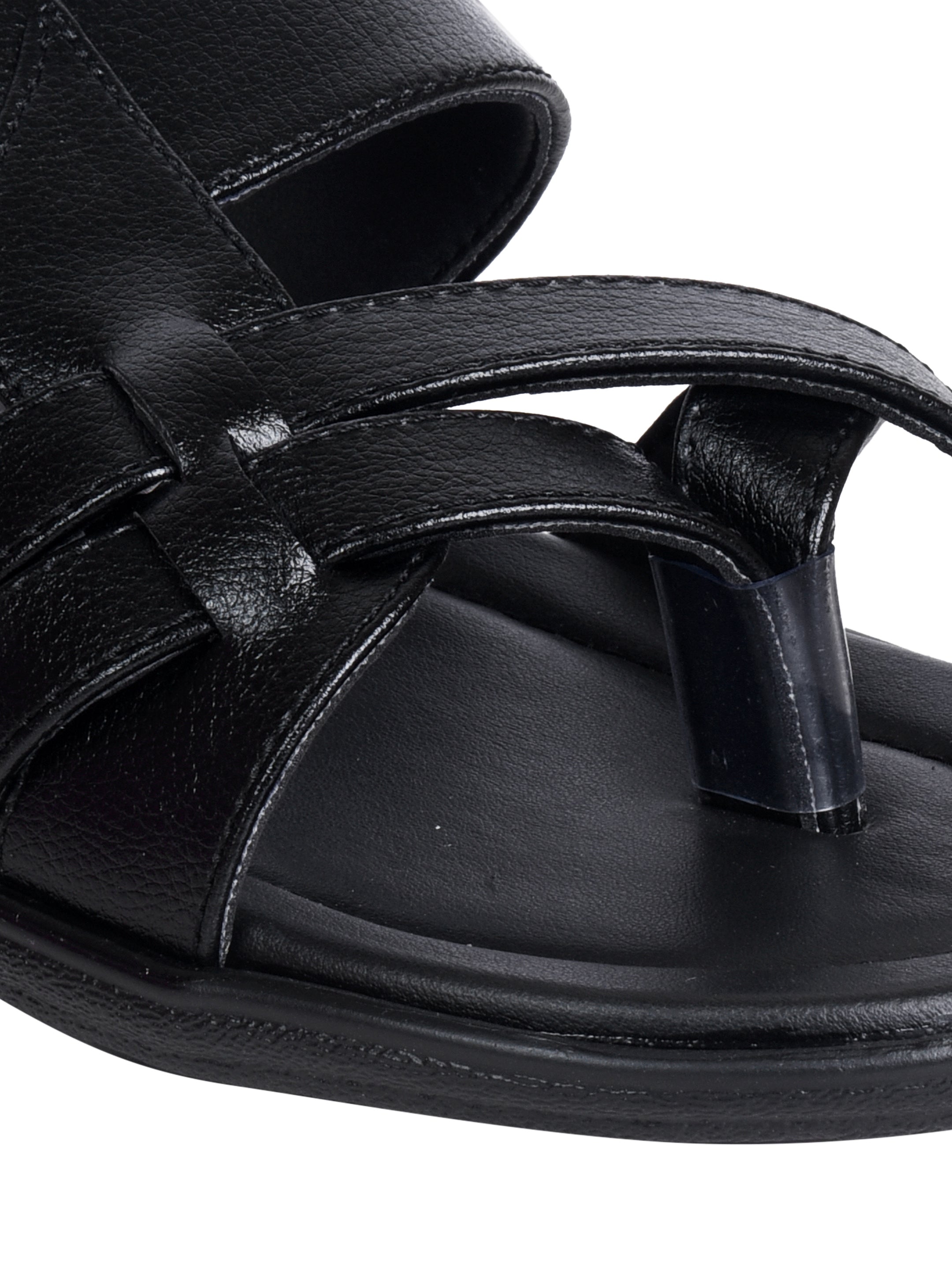 Ajanta Men's Black Sandals | Durable Synthetic Upper | Anti-Slip PVC Sole | Comfortable Daily Wear Slipper CG0858