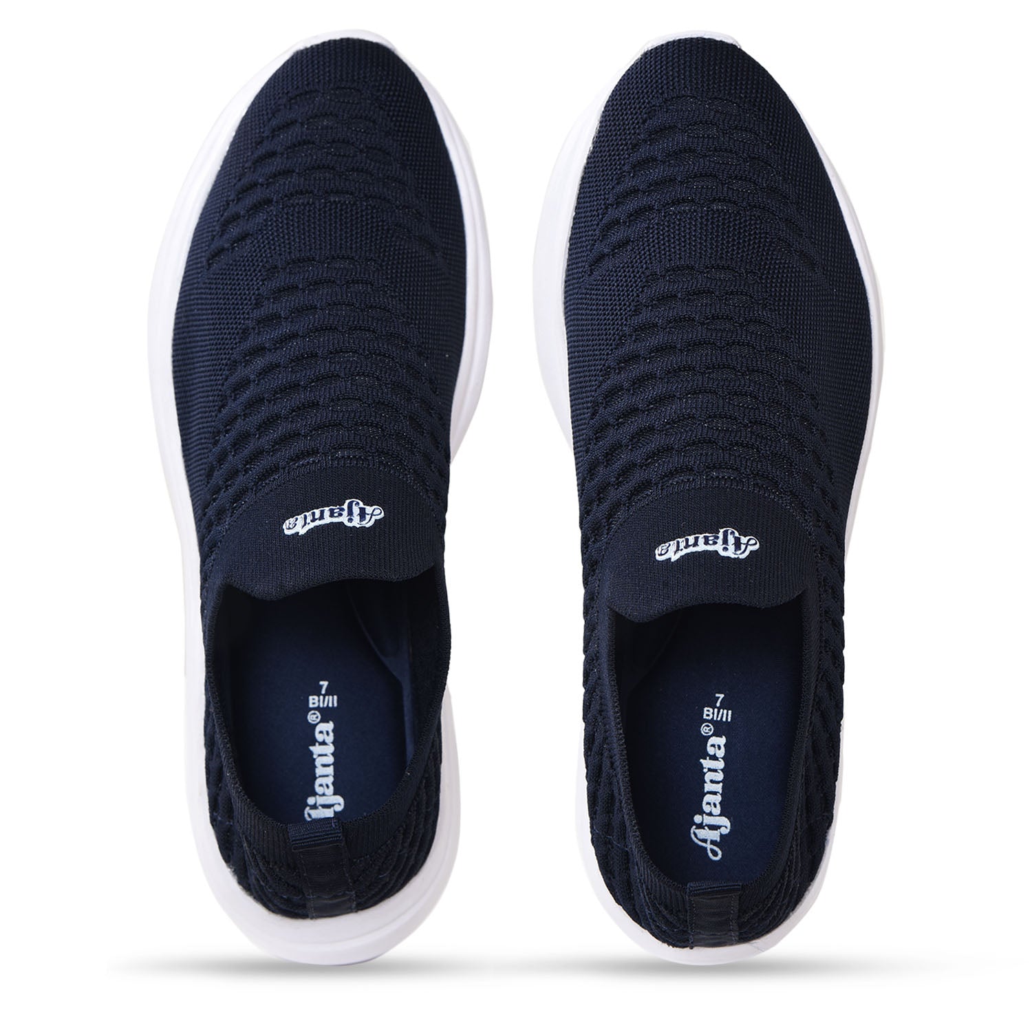 Ajanta Men's Navy Lightweight Flyknit Upper with EVA Sole Slip-On Sports Shoes FK4005