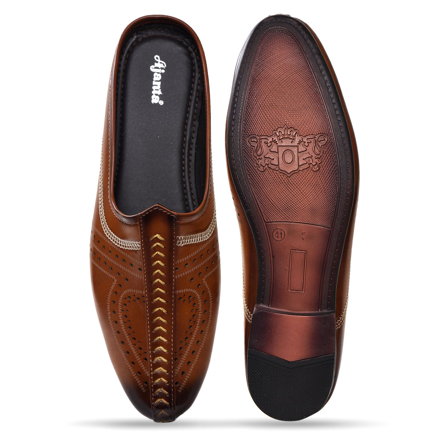 Men’s Brown Formal Slip-On Loafers Shoes | Synthetic Leather Ethnic Mojari Style Dress Shoes | Airmix Sole Comfortable Office, Party & Wedding Wear Footwear