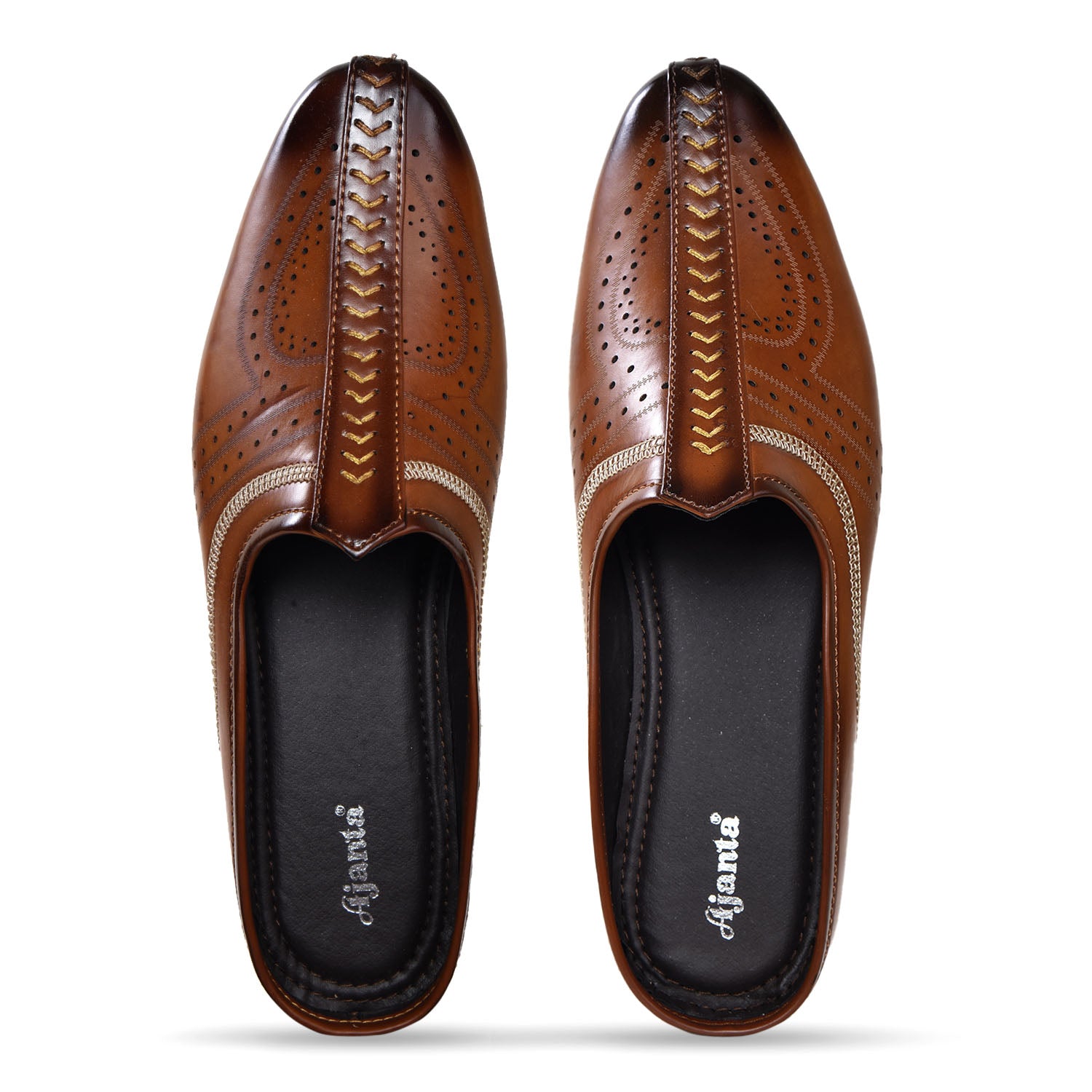 Men’s Brown Formal Slip-On Loafers Shoes | Synthetic Leather Ethnic Mojari Style Dress Shoes | Airmix Sole Comfortable Office, Party & Wedding Wear Footwear