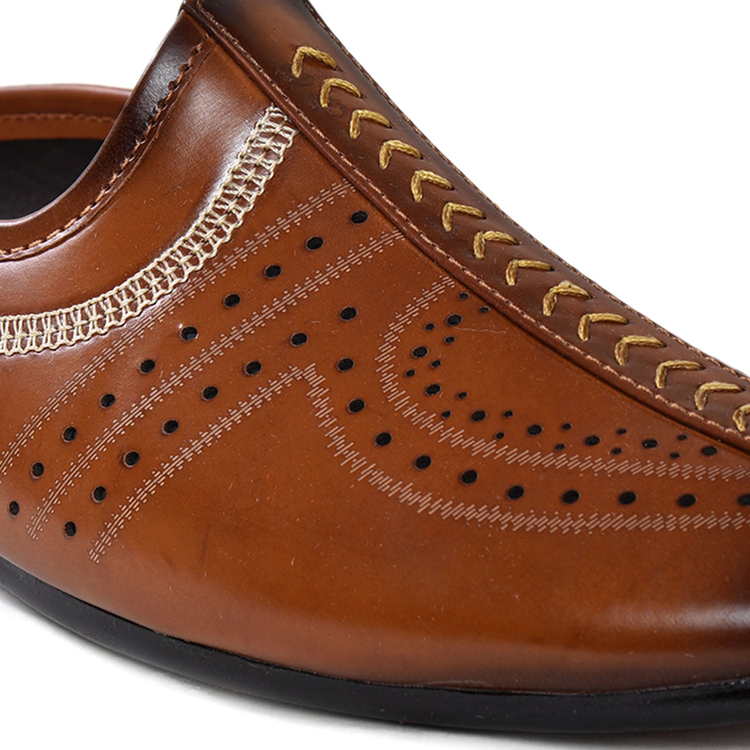Men’s Brown Formal Slip-On Loafers Shoes | Synthetic Leather Ethnic Mojari Style Dress Shoes | Airmix Sole Comfortable Office, Party & Wedding Wear Footwear