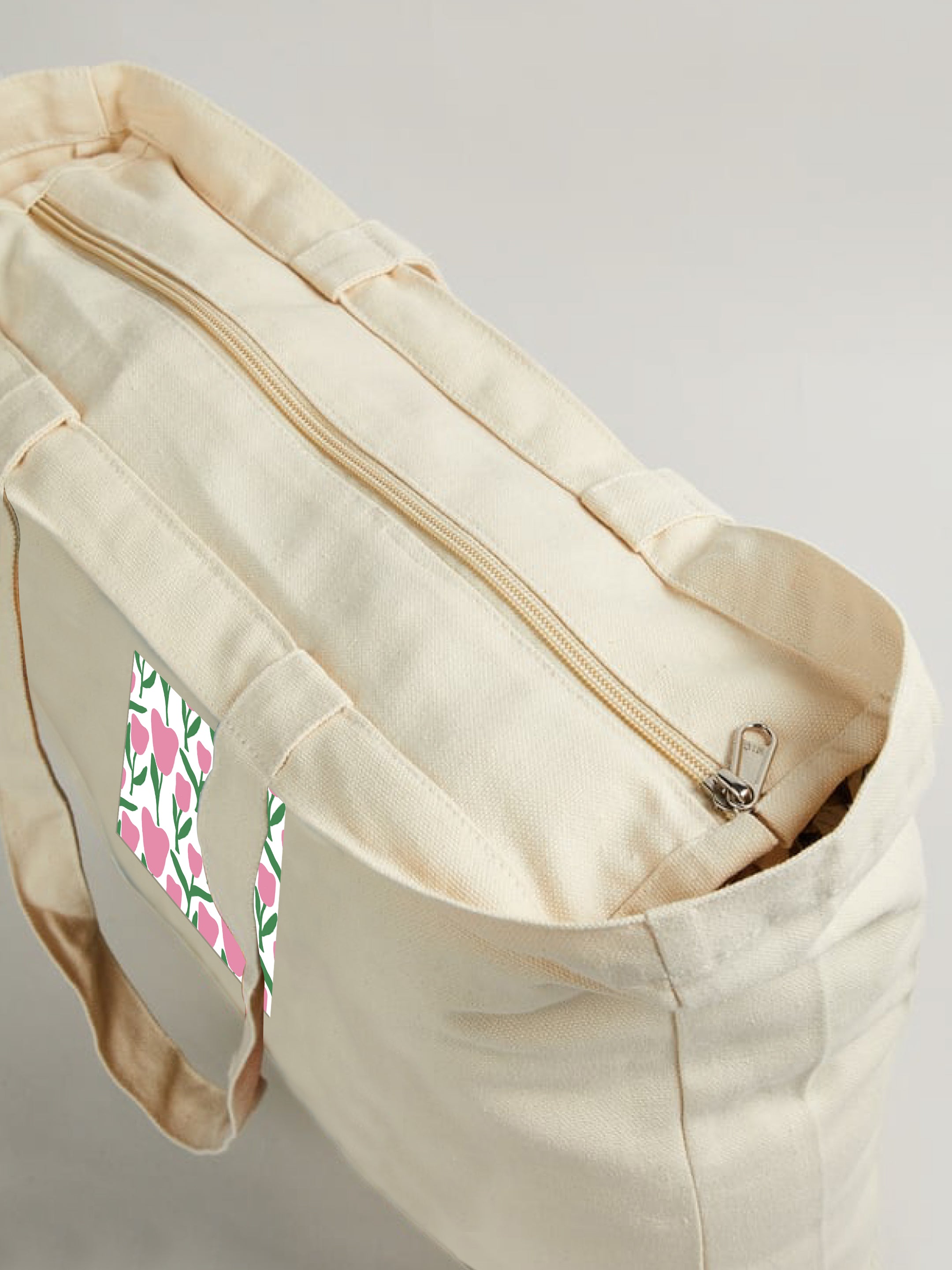 Ajanta Canvas Tote Bag with Zip for Women