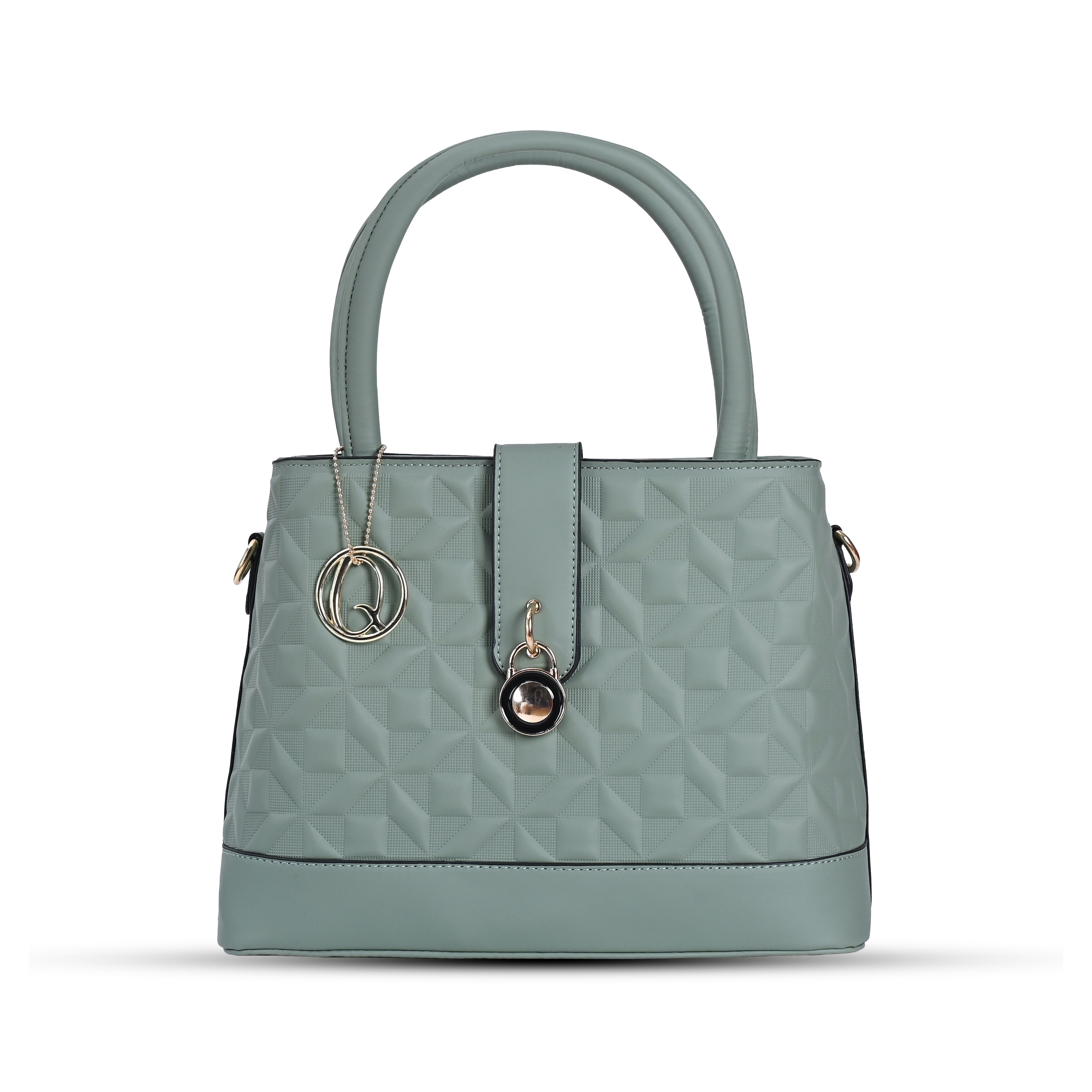 QIARRA Light Grey Luxe Artificial Leather Premium Textured Satchel Bag / Handbag with Detachable Slings VB8054