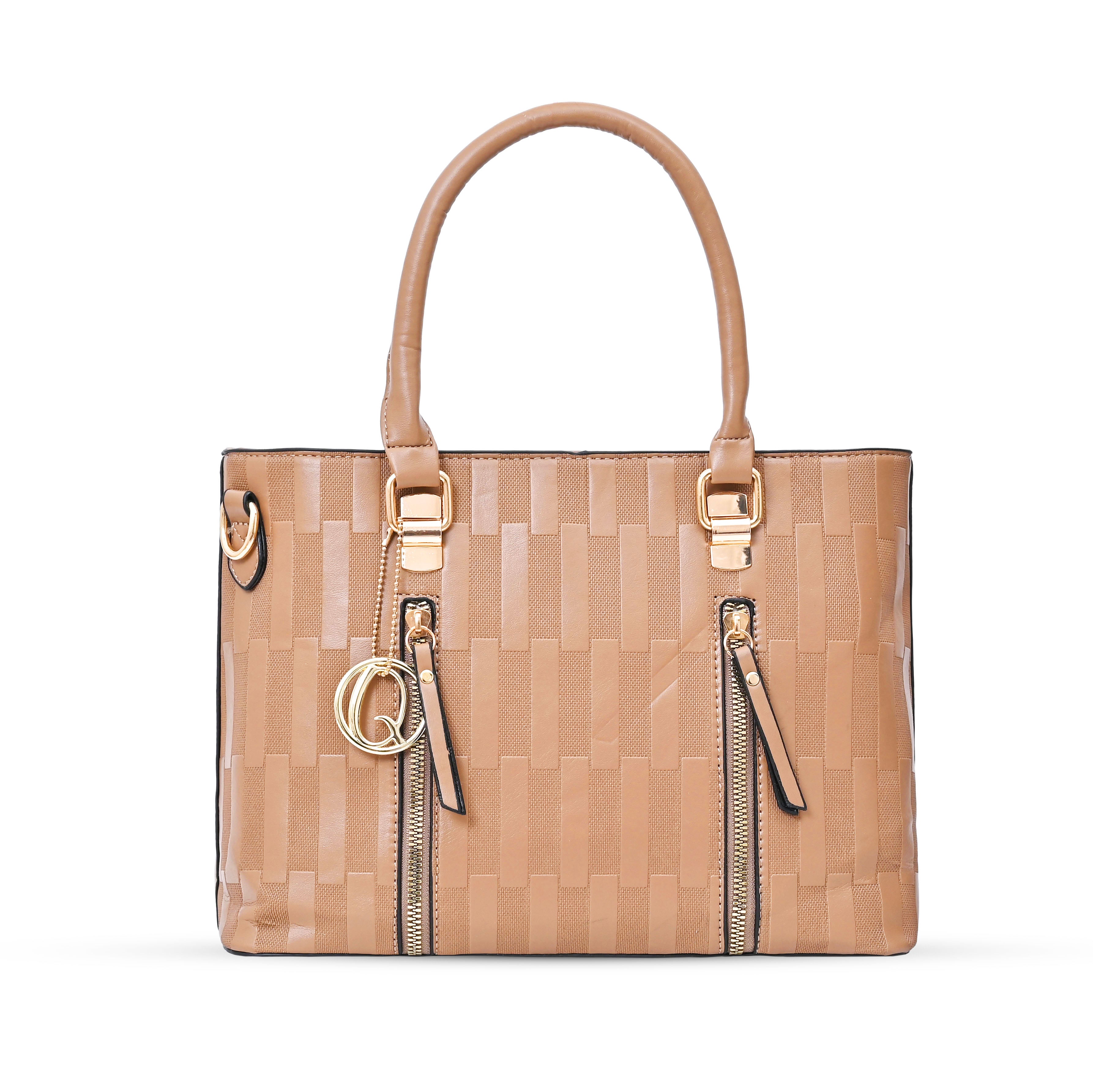 QIARRA Brown Artificial Leather Premium Textured Shoulder Bag / Handbag with Detachable Slings VB8072