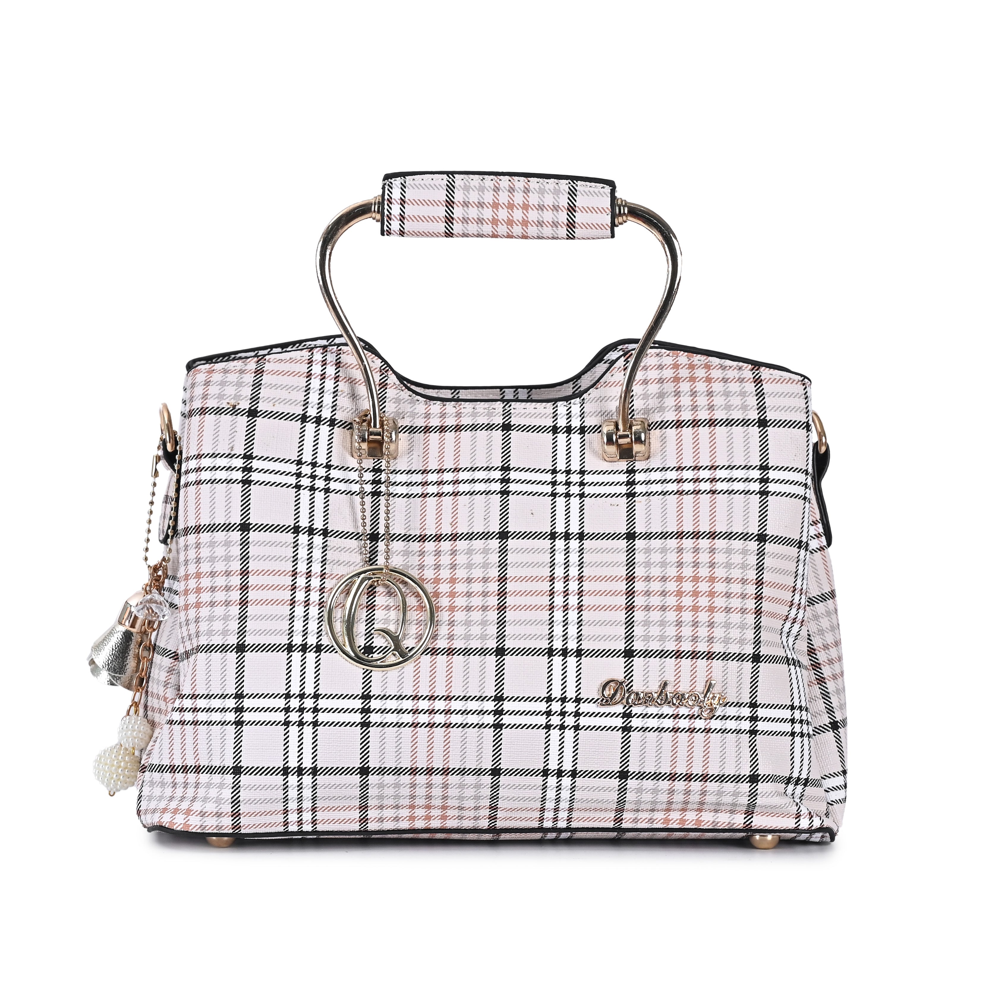 QIARRA Women's Multicolor bag, Trendy Handbag, Stylish & Fashionable Check Pattern Purse for Everyday Use VB8100