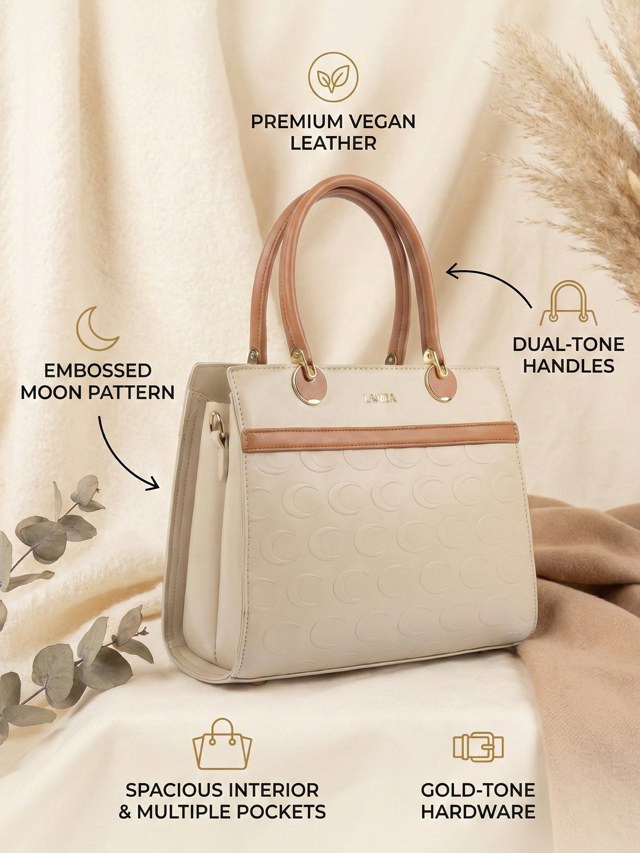 Ajanta Women’s Stylish Satchel Handbag with Detachable Strap