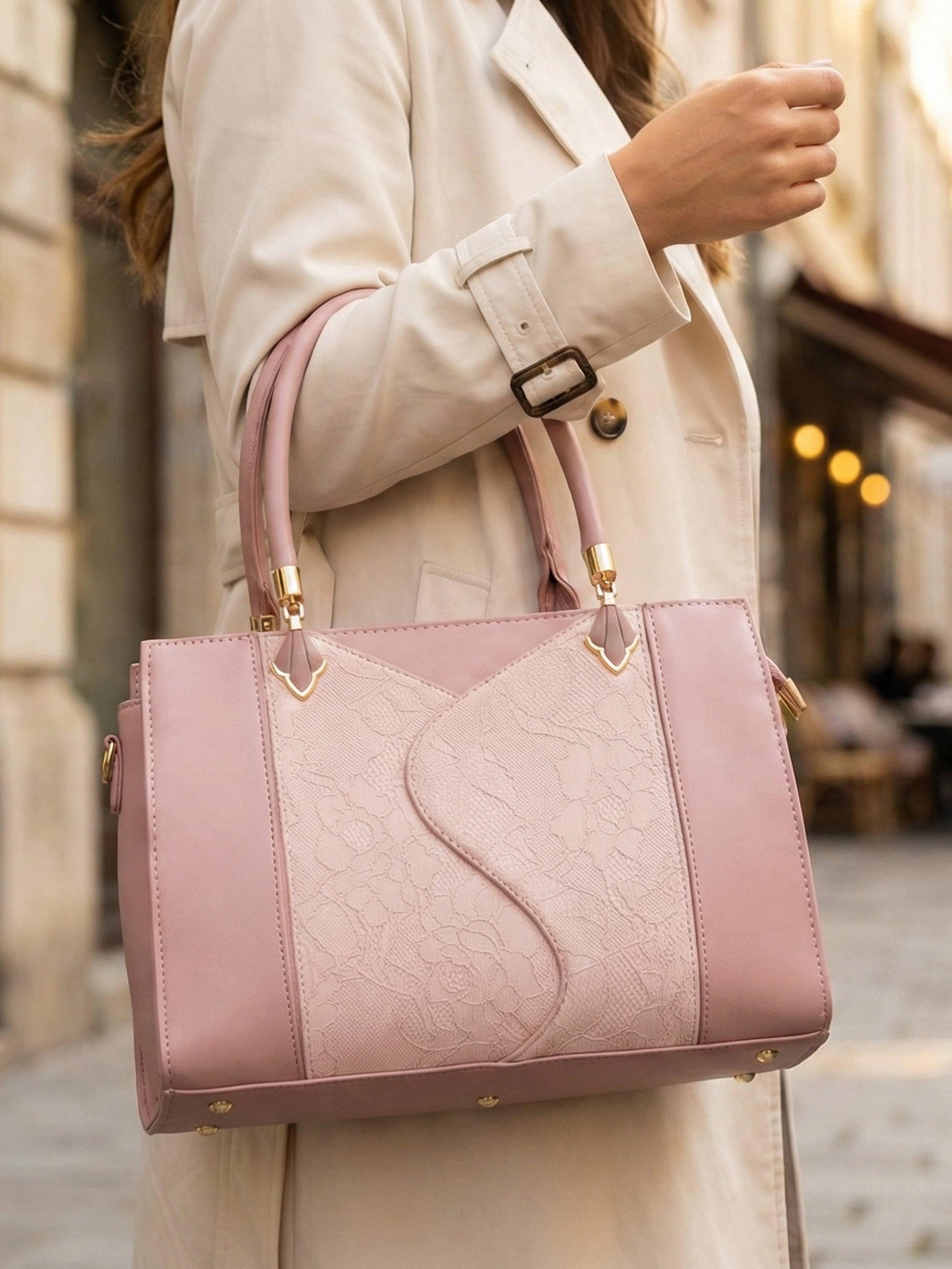 Ajanta Women’s Designer Pink Handbag with Detachable Strap