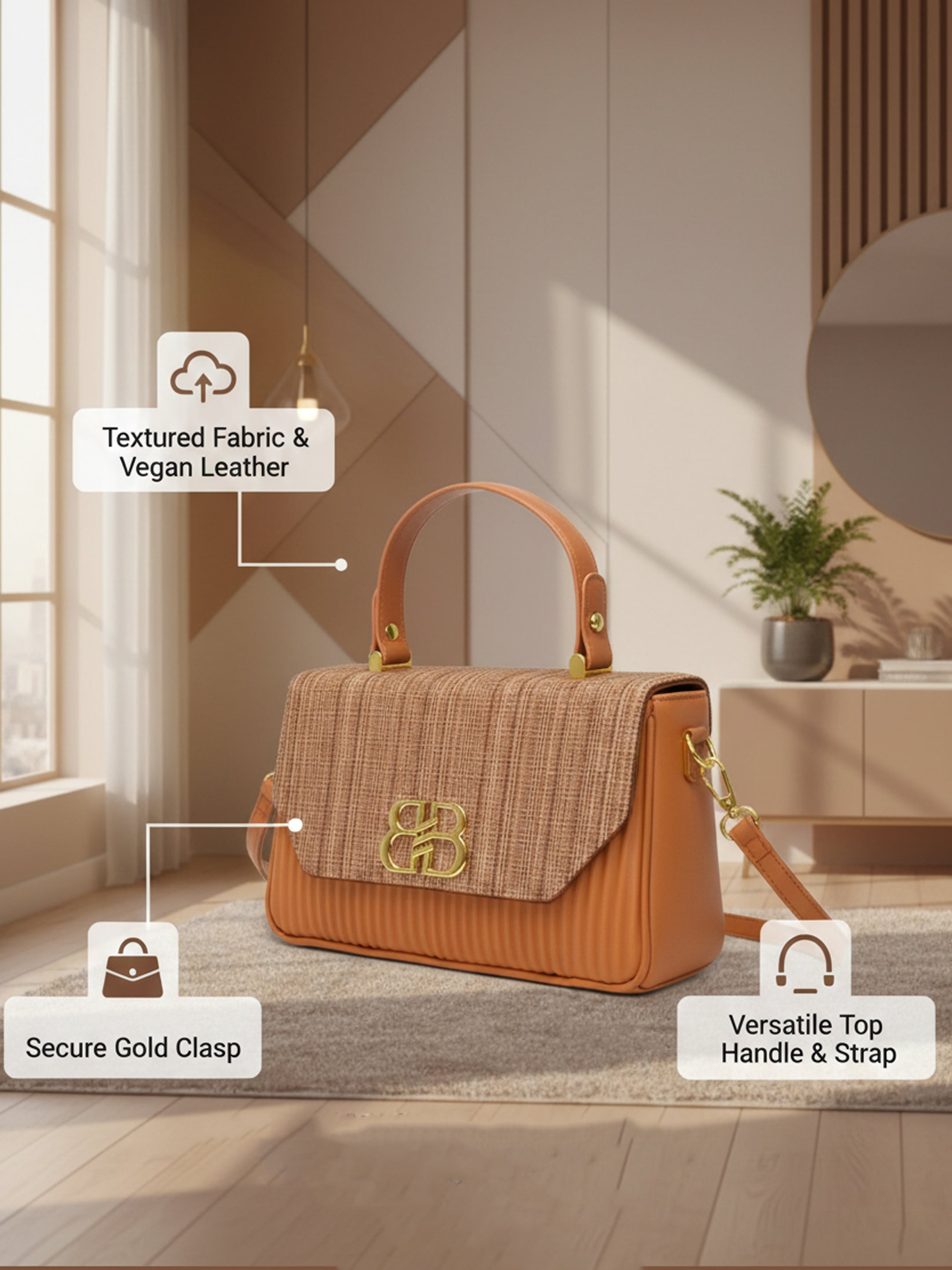 Ajanta Stylish Shimmery Design Women’s Sling bag with Detachable Strap