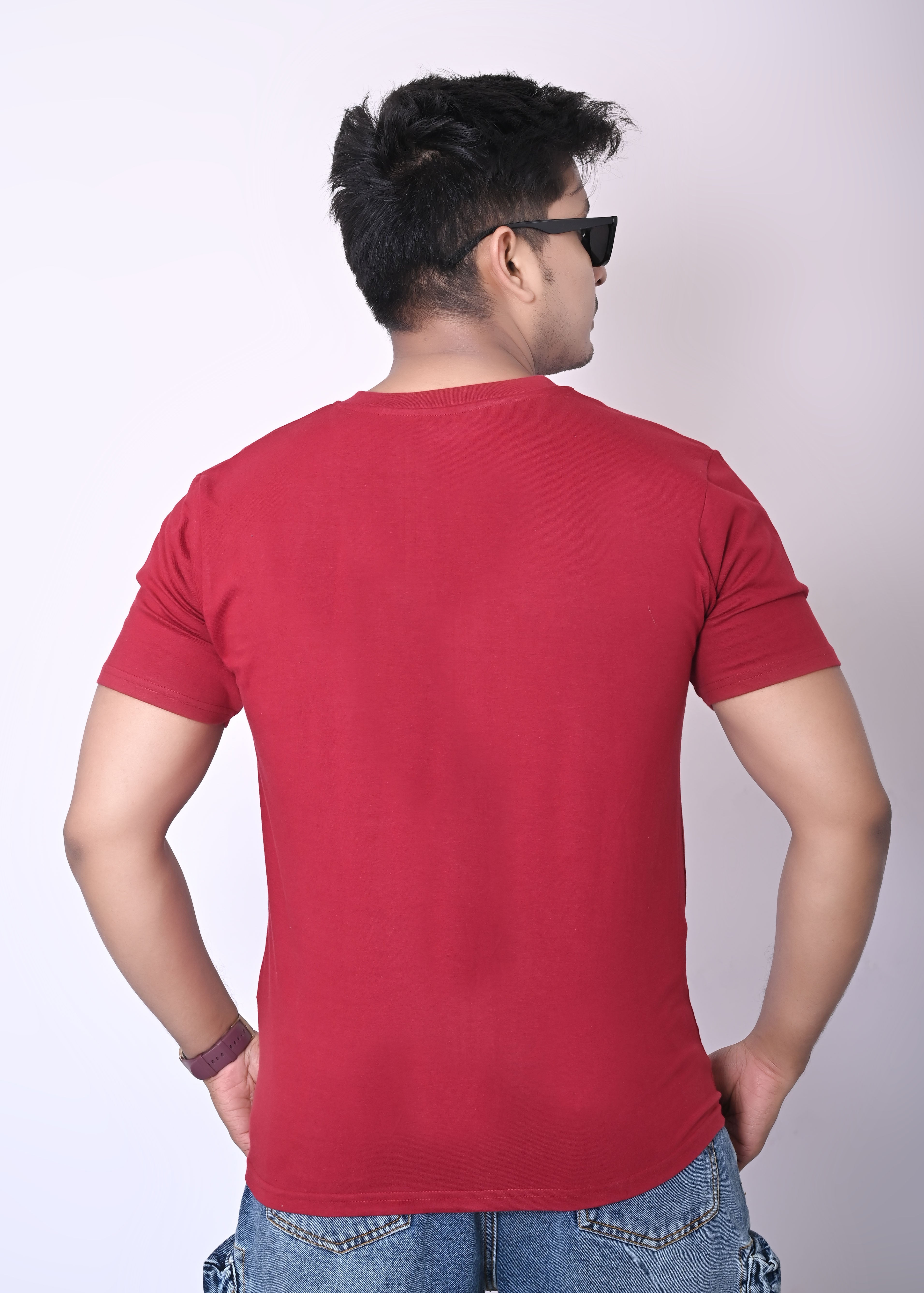 IMPERIO Men Maroon Solid V-Neck T-Shirt | Pure Cotton, Casual Fit VN5016