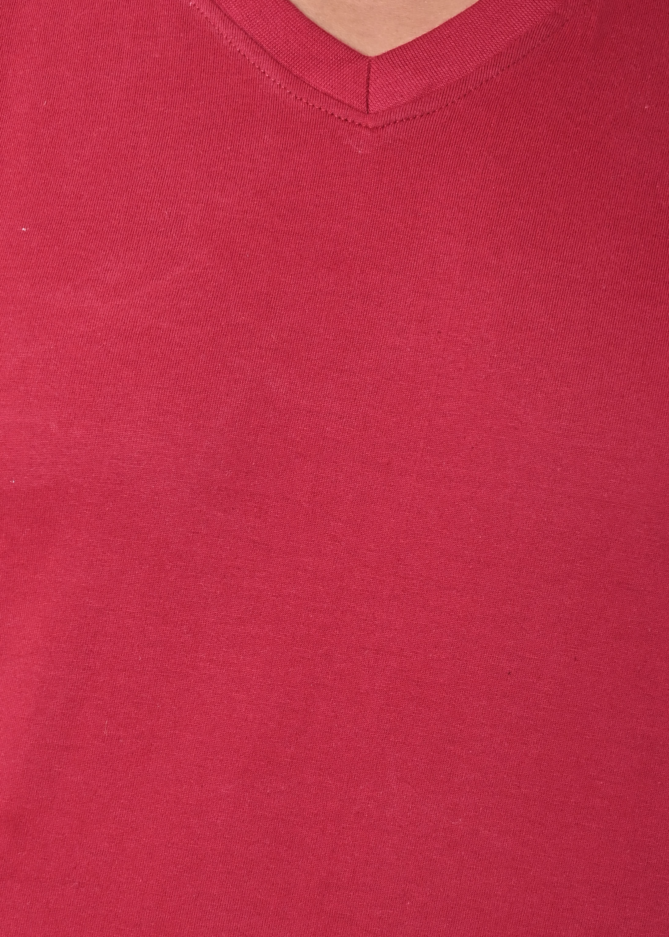 IMPERIO Men Maroon Solid V-Neck T-Shirt | Pure Cotton, Casual Fit VN5016