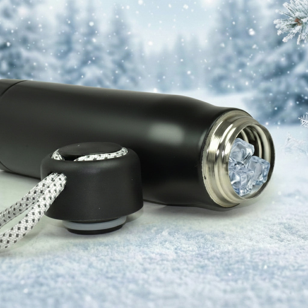 Ajanta Stylish Design 500ml Stainless Steel Thermos Flask | Leakproof Water Bottle with Carry Strap