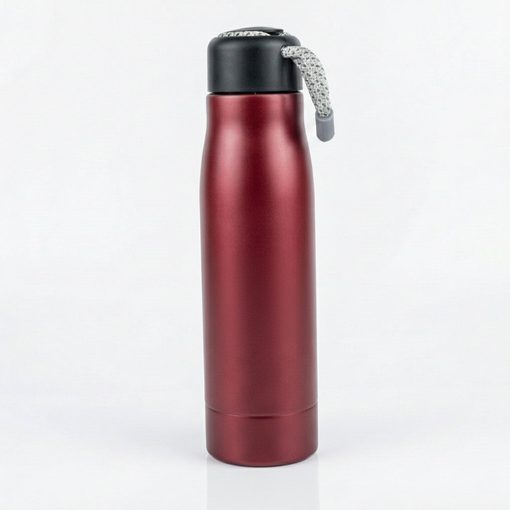 Ajanta Stylish Design 500ml Stainless Steel Thermos Flask | Leakproof Water Bottle with Carry Strap