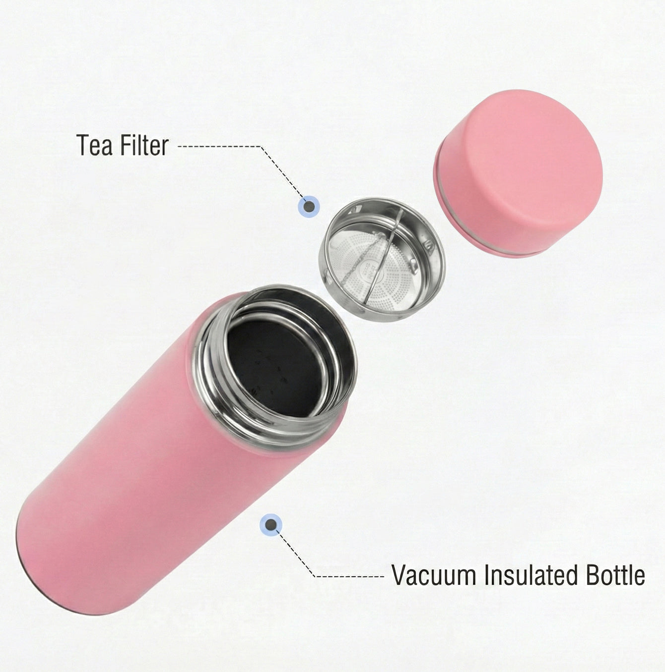 Ajanta 500ml Stainless Steel Vacuum Flask, BPA-Free Leakproof Thermos Bottle with Tea Infuser