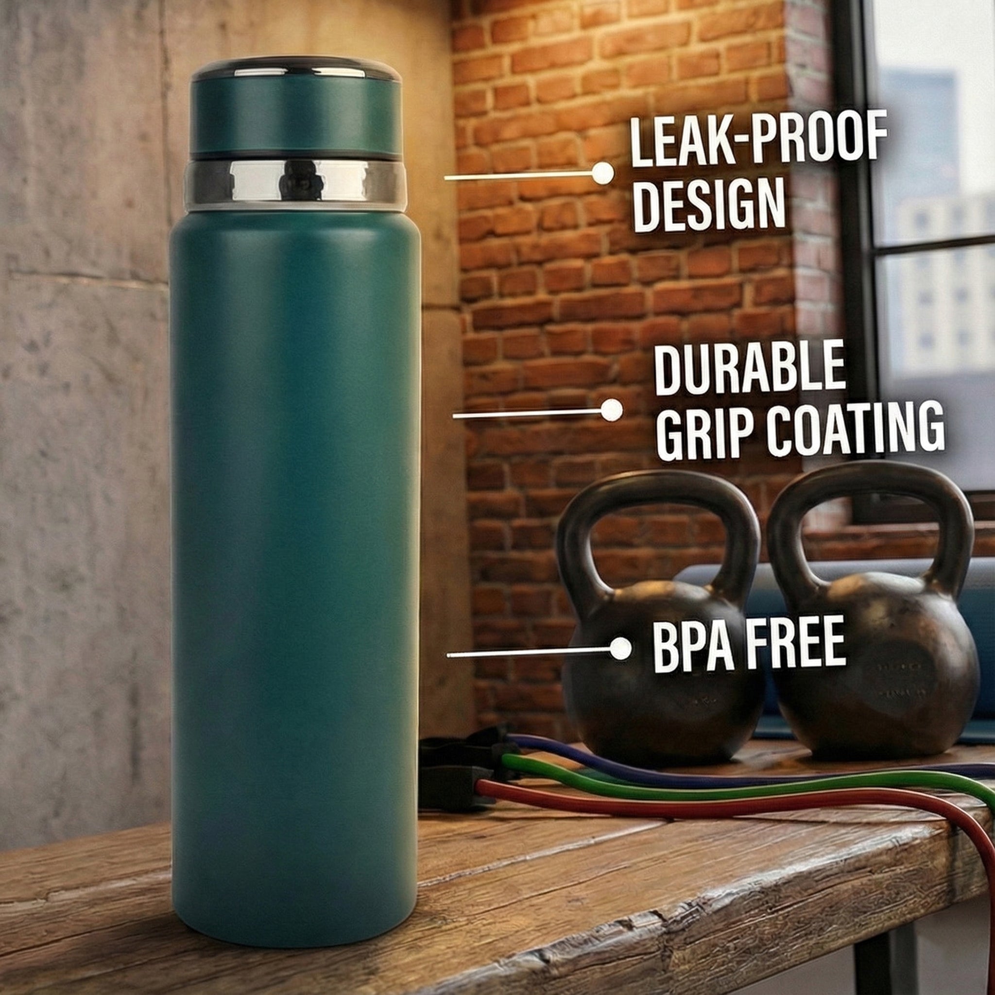 Ajanta Stylish Design 1000ml Stainless Steel Vacuum Flask | Leakproof Hot & Cold Thermos Bottle with Carry Strap and Tea Infuser